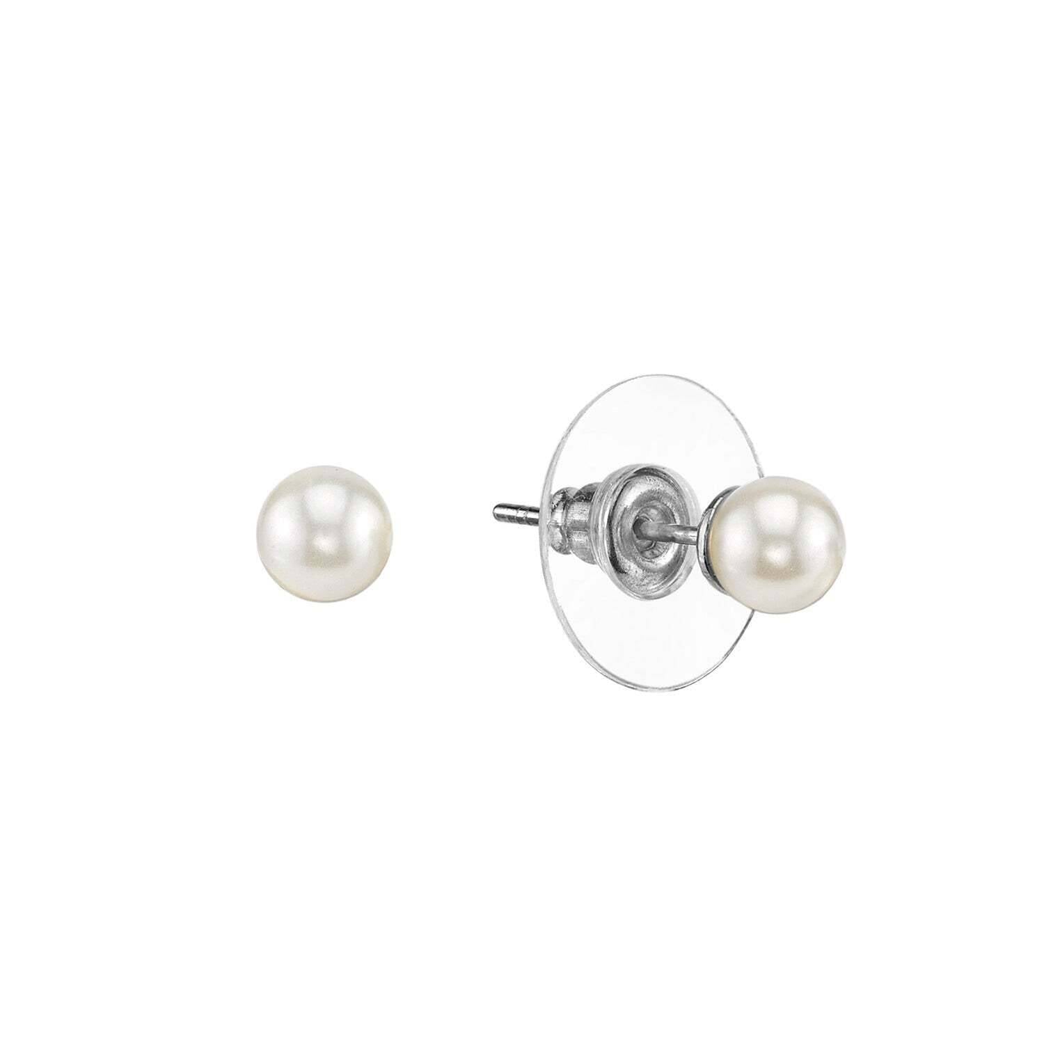 1928 Jewelry 6mm Round White Faux Pearl Stud Earrings for Women - Classic Elegant Pearl Earrings for Everyday Wear, Office, Wedding & Special Occasions