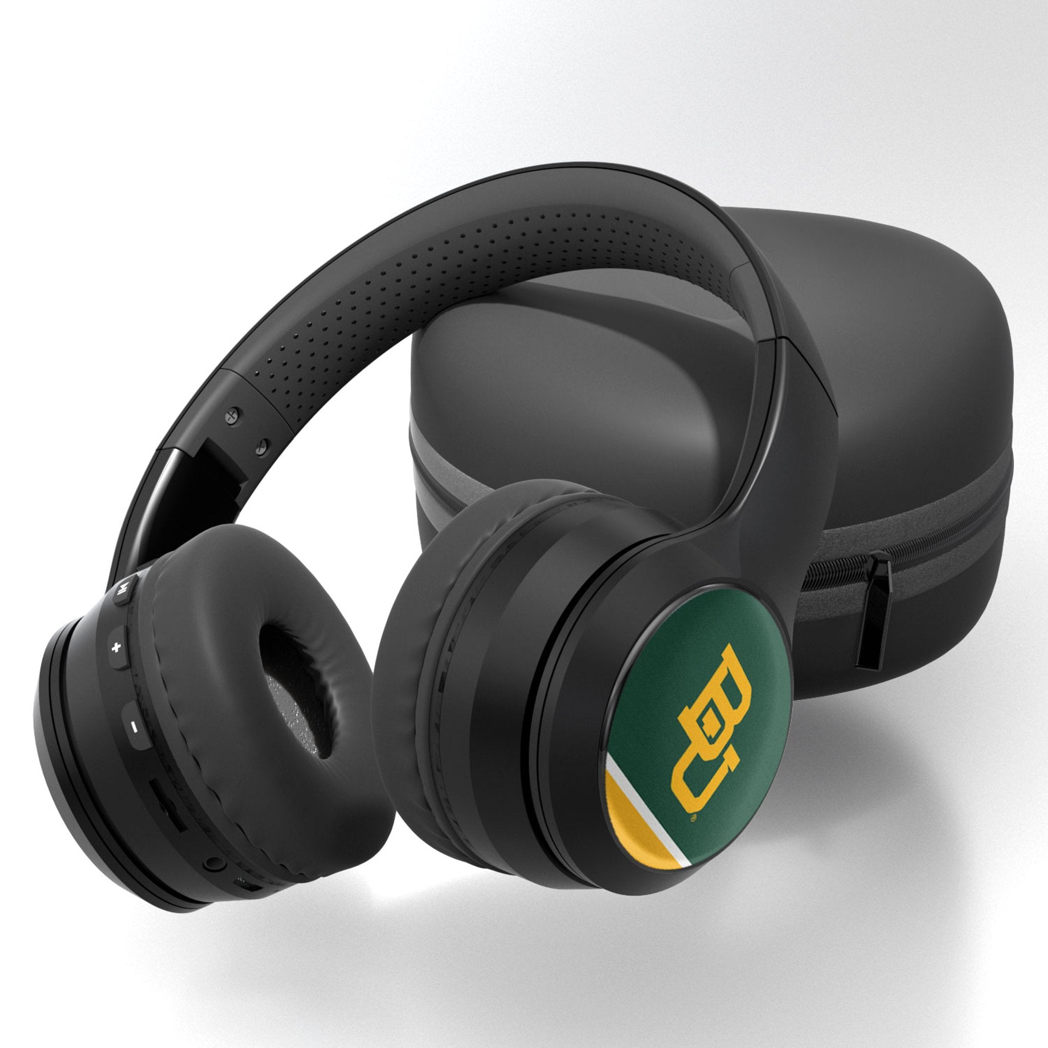 Baylor University Bears Stripe Wireless Bluetooth Over-Ear Headphones with Carrying Case - Perfect for Sports, Travel & Campus Life