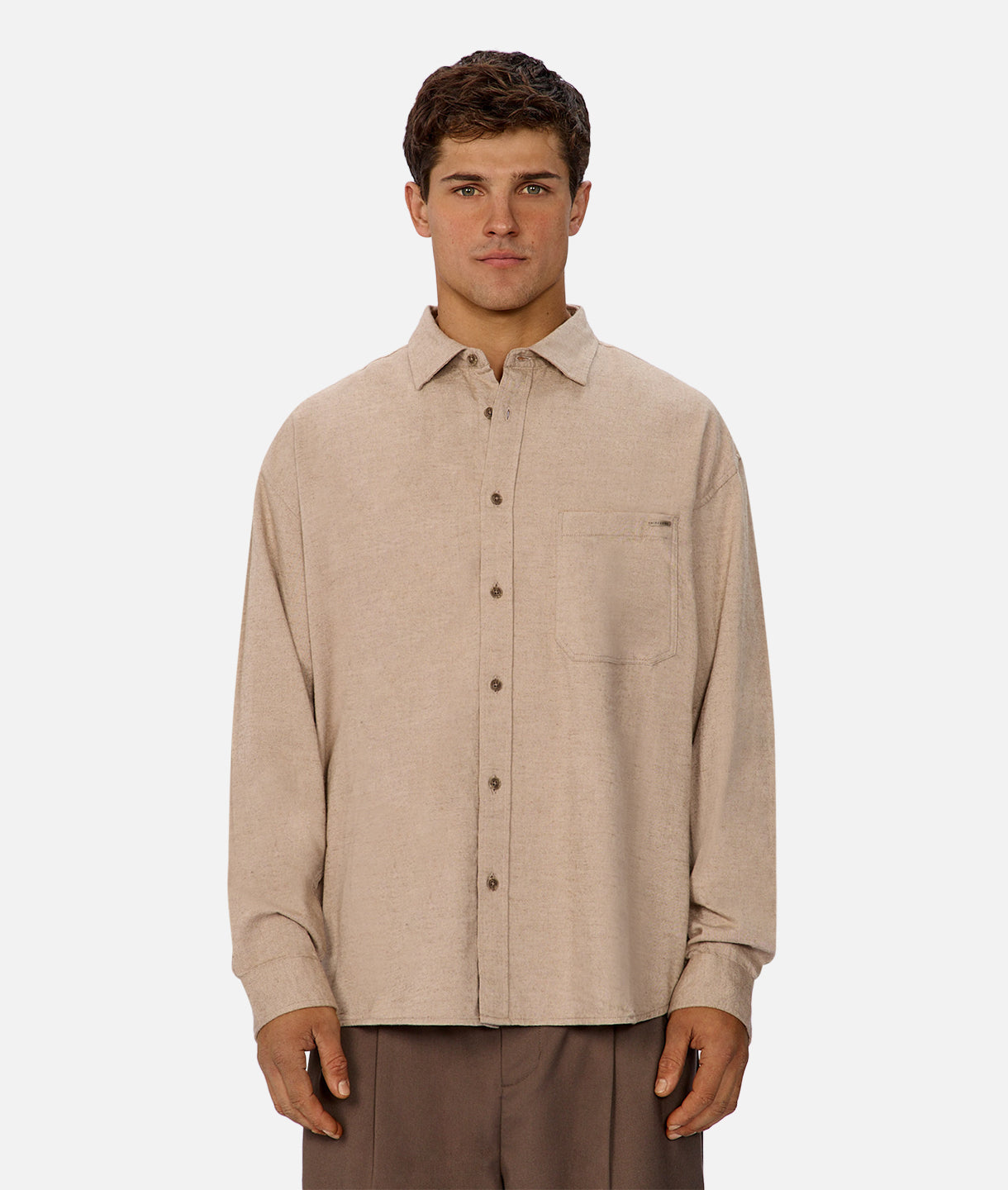 Premium Yorkshire Long Sleeve Shirt in Wheat Melange - Comfortable Casual Wear for Men | Perfect for Office, Outdoors & Everyday Use