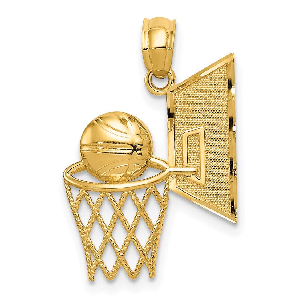 14k Yellow Gold Basketball Hoop Pendant - Perfect for Sports Fans & Jewelry Lovers