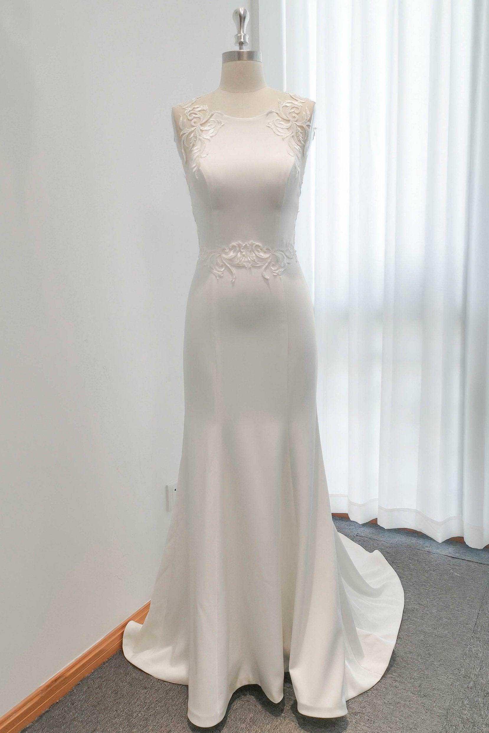 Elegant Mermaid Sweep Brush Stretch Satin Wedding Gown CW3123 - Perfect for Beach Weddings, Evening Receptions & Formal Bridal Events