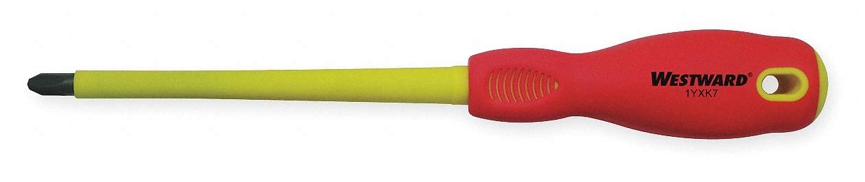 WESTWARD 6-Inch Steel Insulated Screwdriver Set - Pack of 5 with #3 Standard Tip | Heavy Duty Electrical Tools for DIY Home Repairs & Professional Electricians