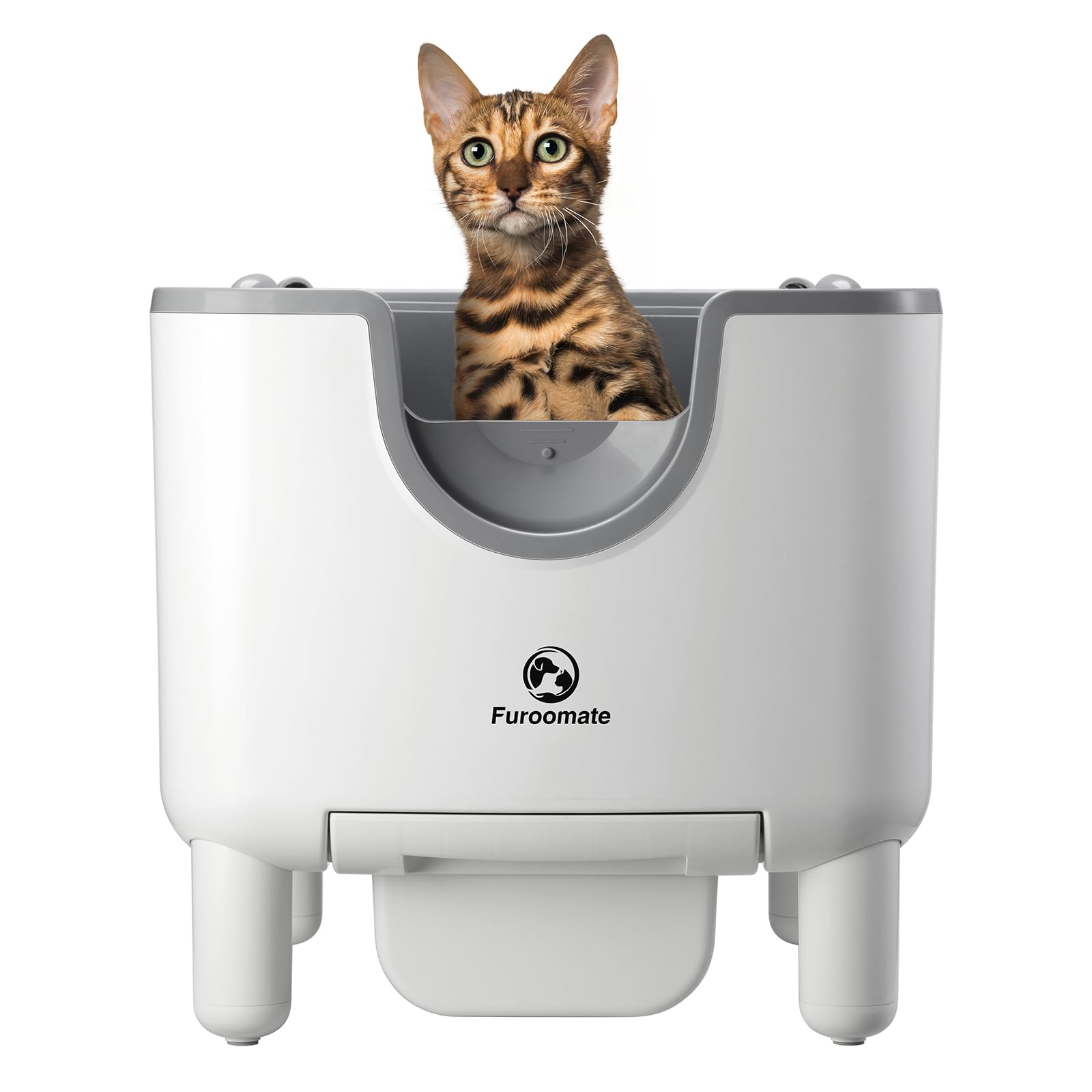 Self-Cleaning Open-Top Automatic Cat Litter Box - Low Maintenance with Safety Features & Odor Control - Perfect for Small Spaces & Multi-Cat Homes