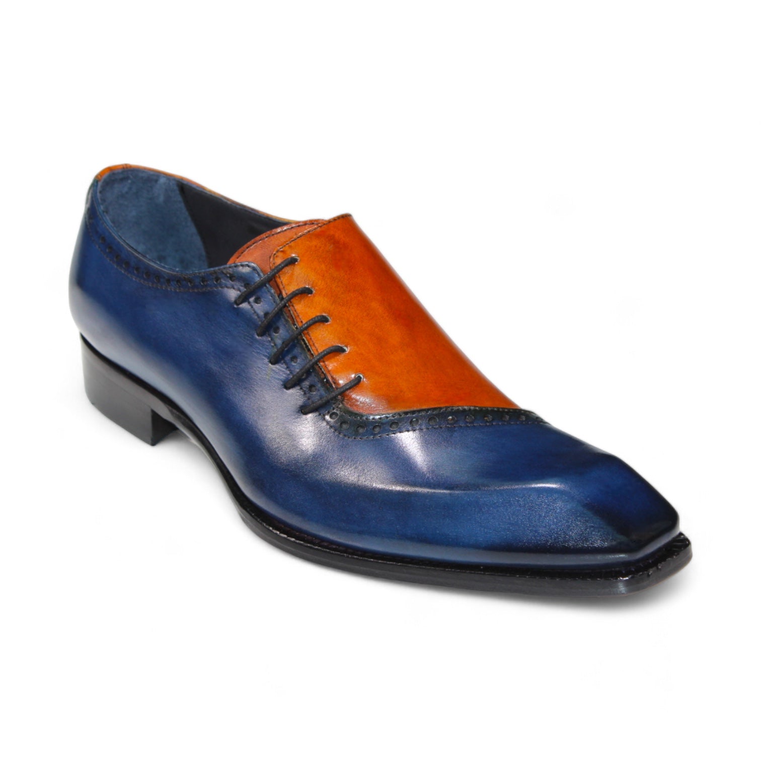 Duca Di Matiste Veroli Men's Dress Shoes - Navy & Gold Leather Oxfords for Formal Wear & Business Attire