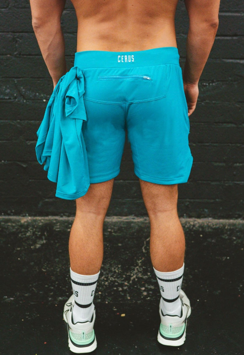 Cerus Teal Janus Linerless Running Shorts for Men - Lightweight Quick-Dry Athletic Workout Shorts with Pockets - Perfect for Gym, Jogging & Outdoor Activities