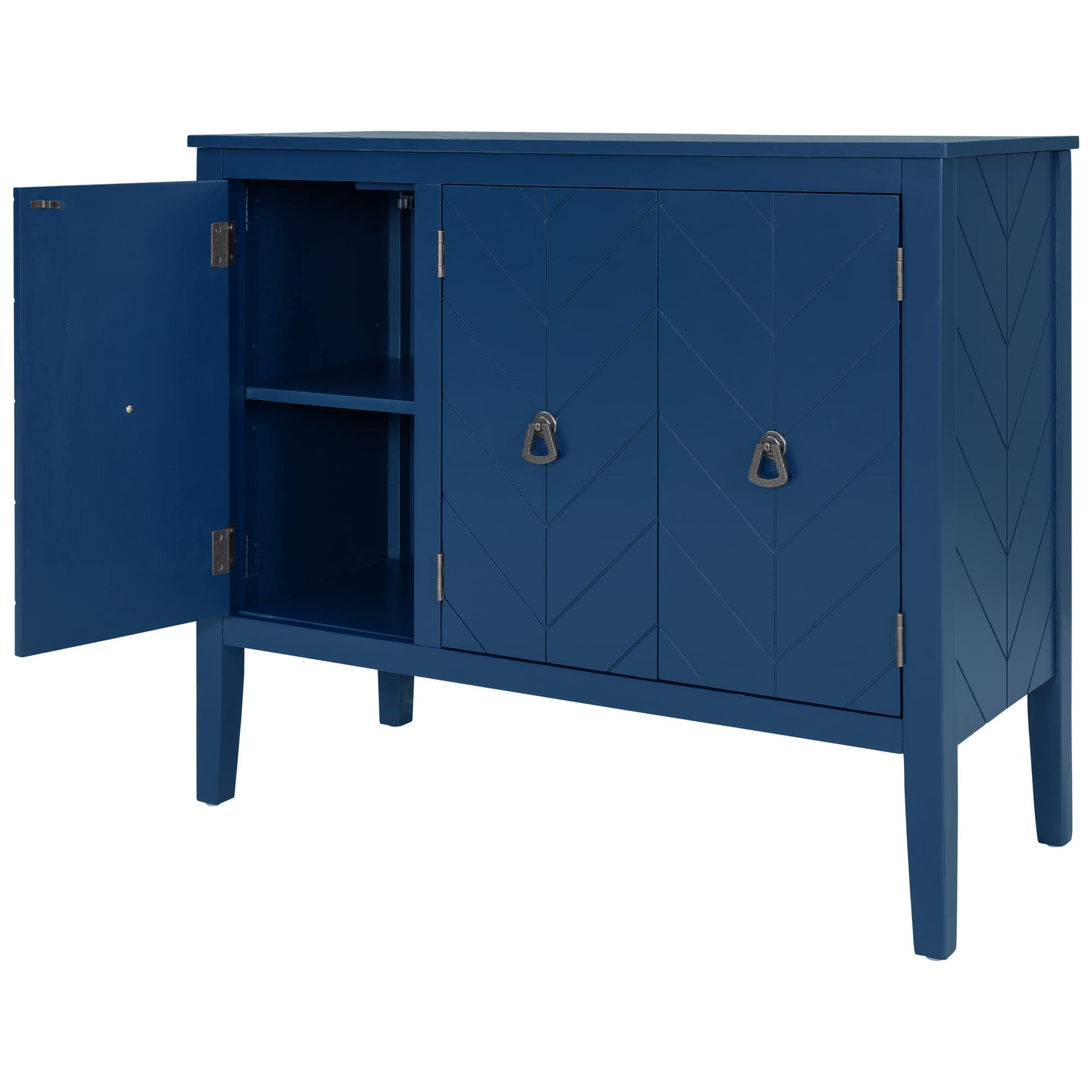 Modern Navy Blue Wooden Storage Cabinet with Adjustable Shelves - Entryway Console Table, Living Room Sideboard & Sofa Accent Table - Perfect for Hallway Organization & Home Decor