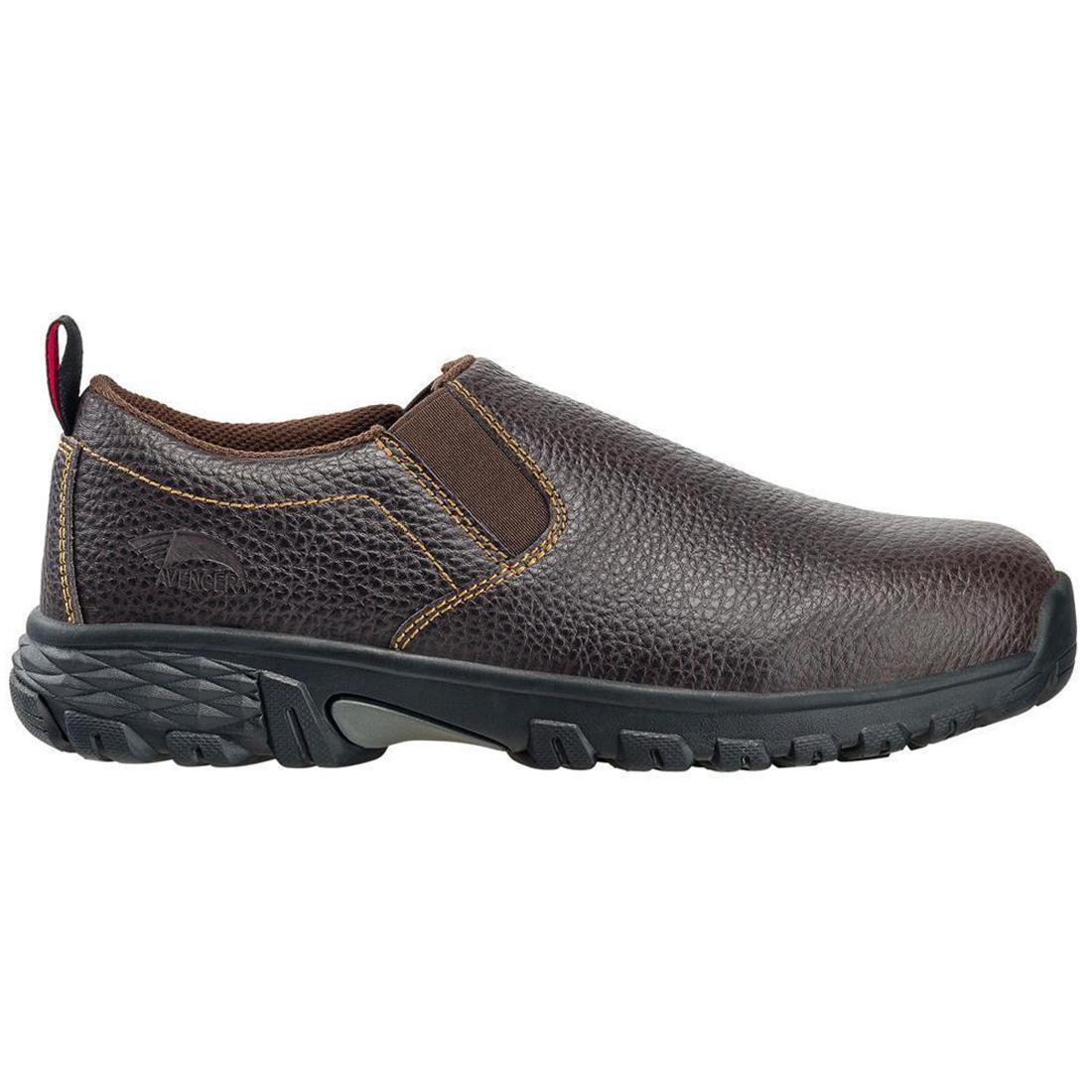 SD10 Alloy Toe Slip-On Work Shoes for Men - Lightweight Safety Shoes with Steel Toe Cap, Non-Slip Sole - Perfect for Construction, Warehouse & Industrial Work (Brown)