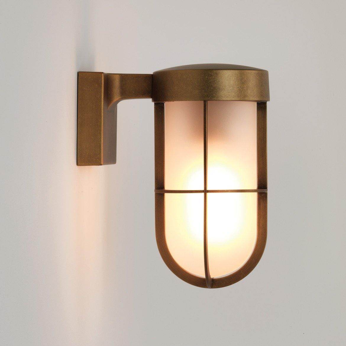 Waterproof IP44 Frosted Glass Wall Light in Antique Brass Finish - Perfect for Cabin, Bedroom, and Outdoor Patio Lighting