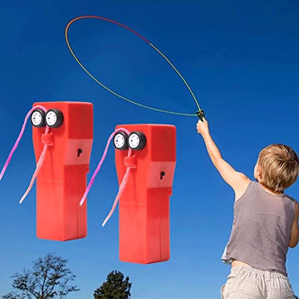 ASHDelk Loop Lasso Rope Shooting Toy - Handheld Rope Thruster Controller for Kids | Fun Outdoor Activity Game for Boys & Girls | Perfect for Backyard Play, Birthday Parties & Camping Adventures (Red)