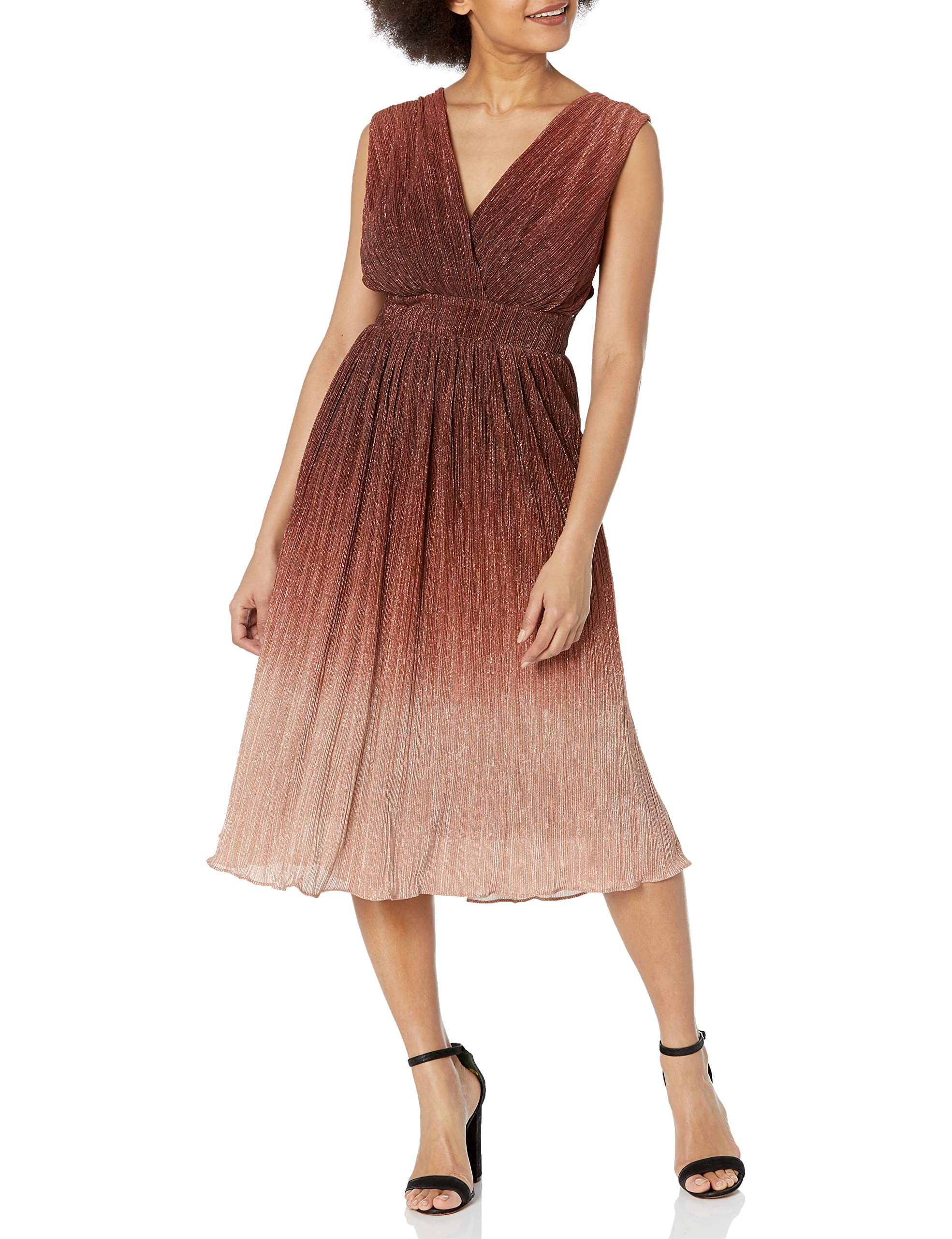 Dress the Population Women's Ellery Fit and Flare Midi Dress - Elegant A-Line Cocktail Dress for Wedding Guest, Party & Special Occasions