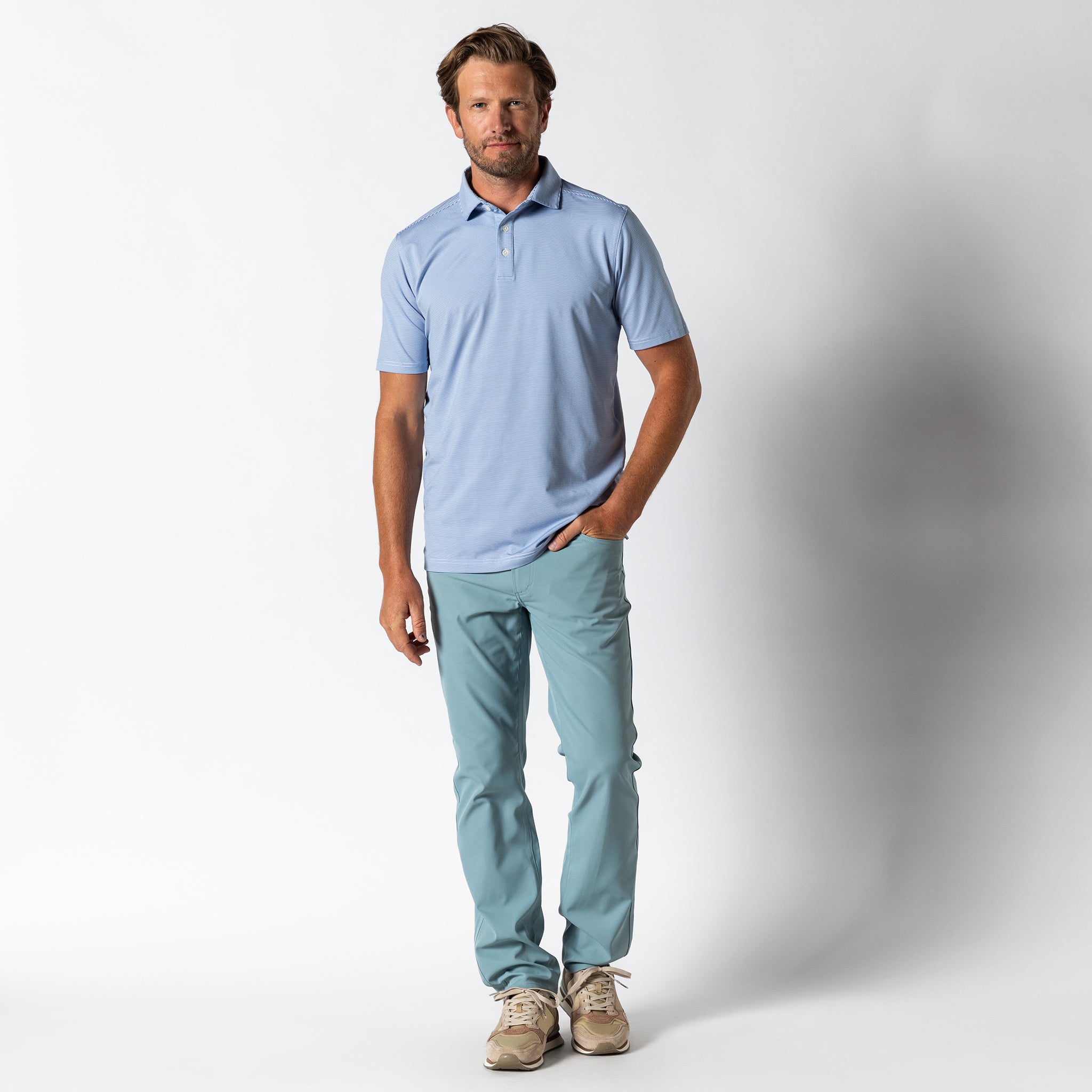 Premium Long Drive Performance Polo Shirt - Blane Stripe Design for Golf & Casual Wear | Moisture-Wicking & UV Protection for Outdoor Sports