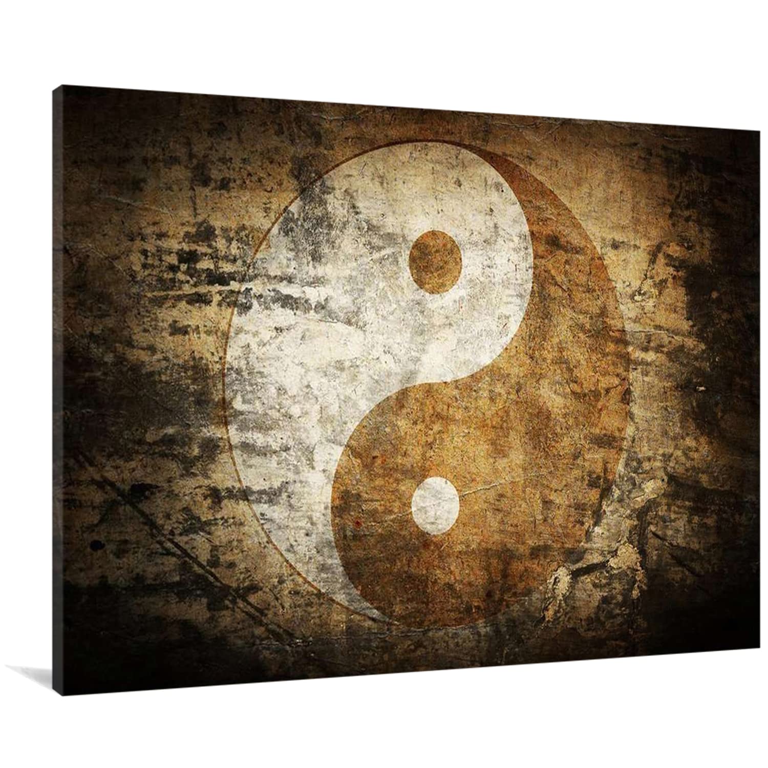 Yin Yang Canvas Wall Art - Black & White Framed Print Painting Ready to Hang - 24x36 Inch Home Decor for Living Room, Bedroom, Bathroom & Office - Perfect for Meditation Spaces & Zen Interior Design