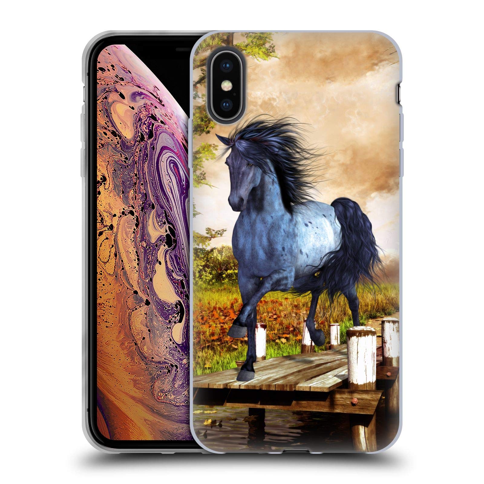 Officially Licensed Simone Gatterwe On The Lake Horses Soft Gel Phone Case for Apple iPhone Xs Max - Durable Protective Cover with Artistic Design, Perfect for Outdoor Enthusiasts & Nature Lovers