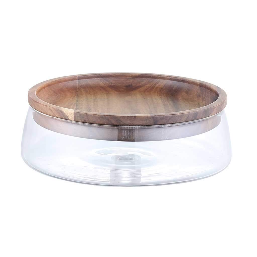 Creative Glass Fruit Tray with Wooden Lid - Double Layer Candy & Snack Storage Box for Home, Living Room, Kitchen | Perfect for Parties, Entertaining & Home Decor