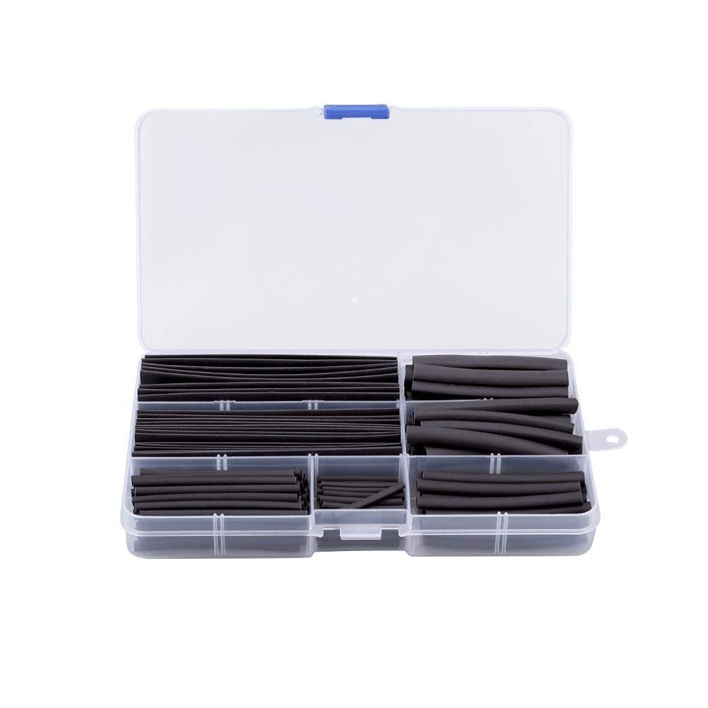 Alomejor 150-Piece Black RC Heat Shrink Tubing Kit - Waterproof Wire Sleeve for RC Cars, Drones & Electronics Repair | Perfect for Wiring Protection & Cable Management