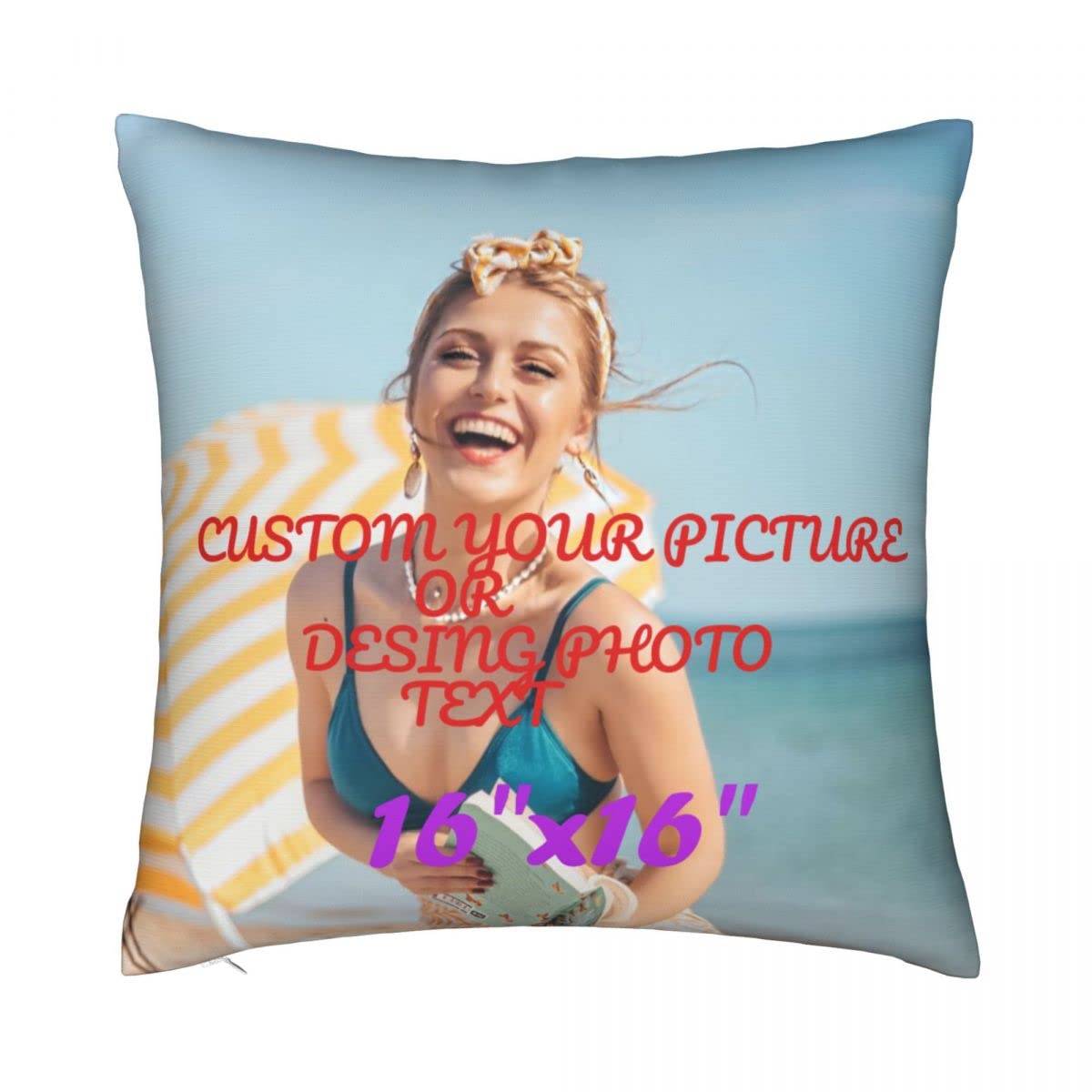 Custom Photo Throw Pillowcases 16x16 - Personalized Pillow Covers with Your Pictures, Logos & Text - Perfect for Home Decor, Pet Lovers, Mother's Day Gifts & Unique Present Ideas