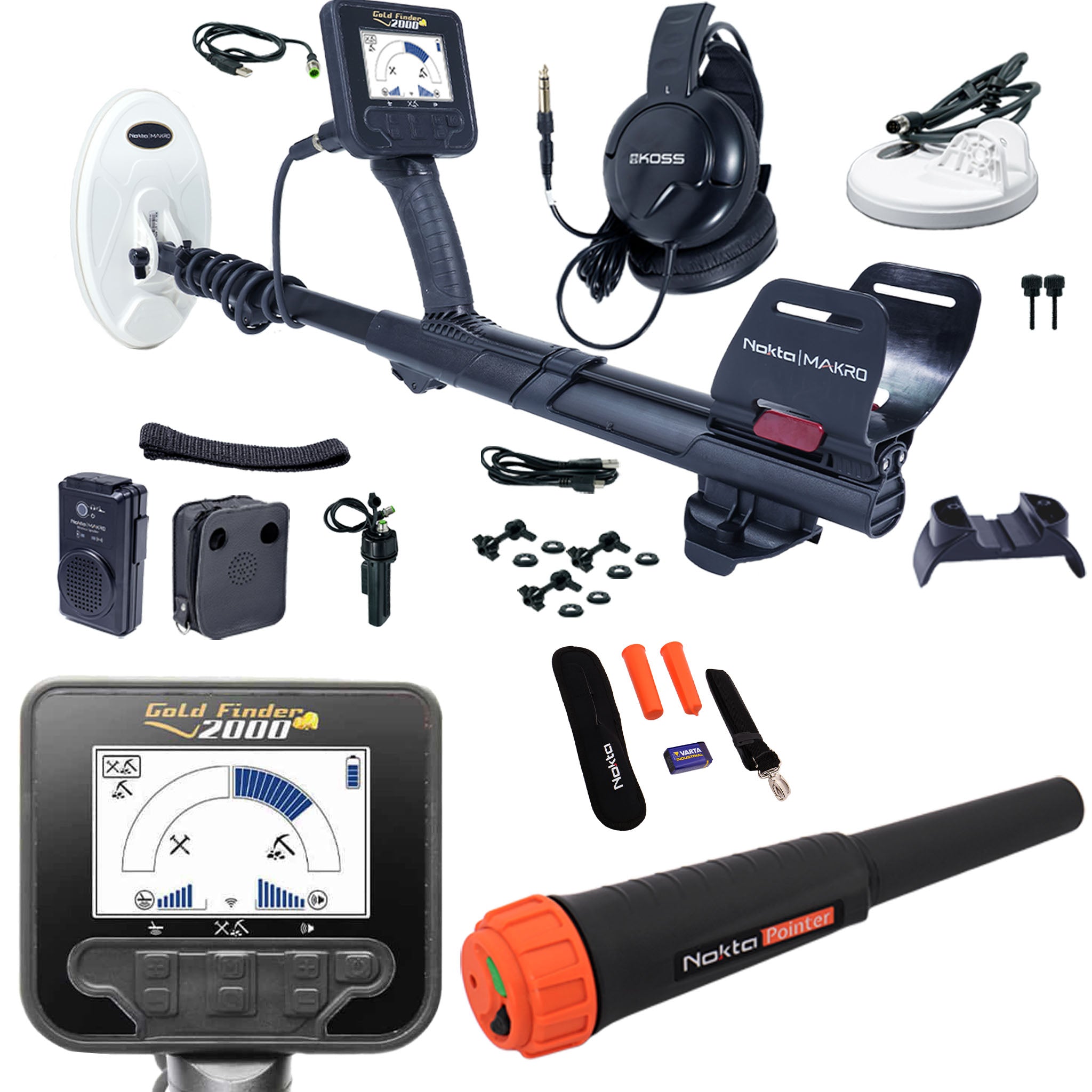 Nokta Gold Finder 2000 Metal Detector Starter Kit - Professional Gold Prospecting Equipment for Beginners & Experts - Perfect for Treasure Hunting, Beach Searching & Outdoor Adventures