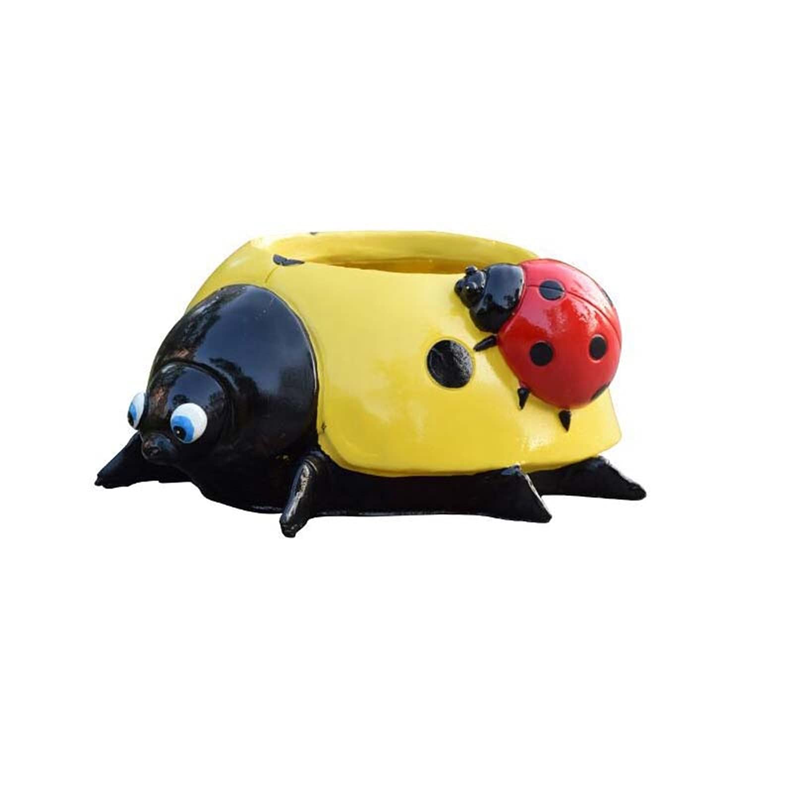 Metal Ladybug Flower Pot - Cute Garden Decoration for Potted Plants, Outdoor Yard & Lawn Decor - Yellow Simulation Animal Planter for Garden, Patio, Balcony & Home Décor