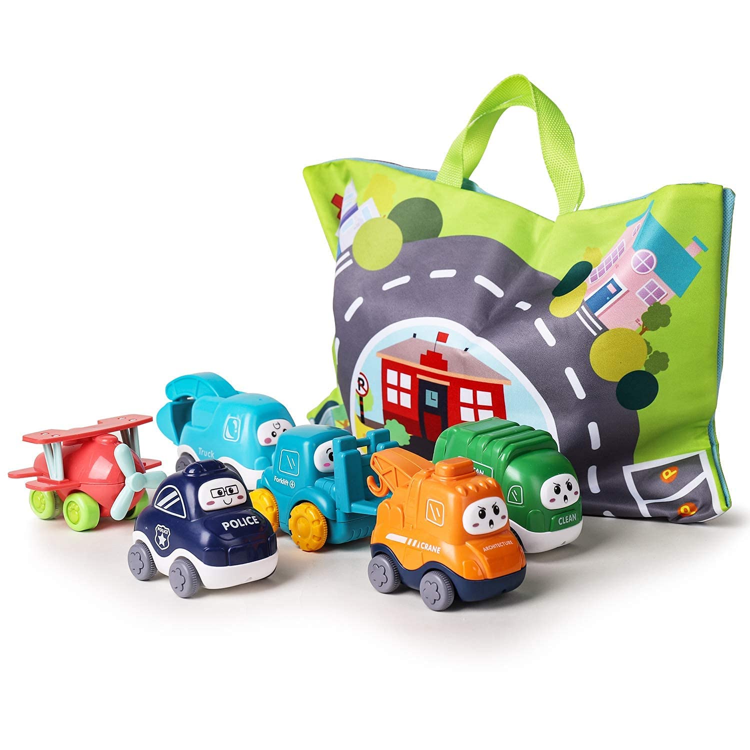 **ALASOU Baby Truck Car Toy Set with Playmat & Storage Bag (6-Piece) - Educational Toys for 12-18 Months, 1-3 Year Old Boys & Girls - Perfect 1st Birthday Gift & Toddler Playtime Essentials**    *(Great for Indoor Play, Early Learning, & Travel-Friendly Storage!)*