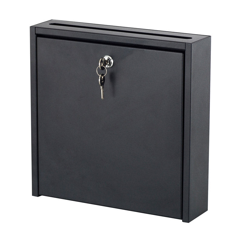 Secure Locking Mailbox for Office - Heavy Duty Black Steel Mail Slot with Key - Perfect for Business, Apartment & Mailroom Security