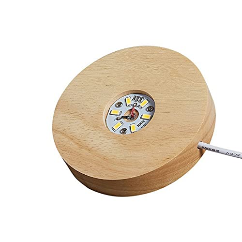 YoBuyBuy LED Light Base - Wooden Display Stand for Crystal Glass Art with Illumination - Romantic Home Decor for Gifts, Weddings & Tabletop Displays