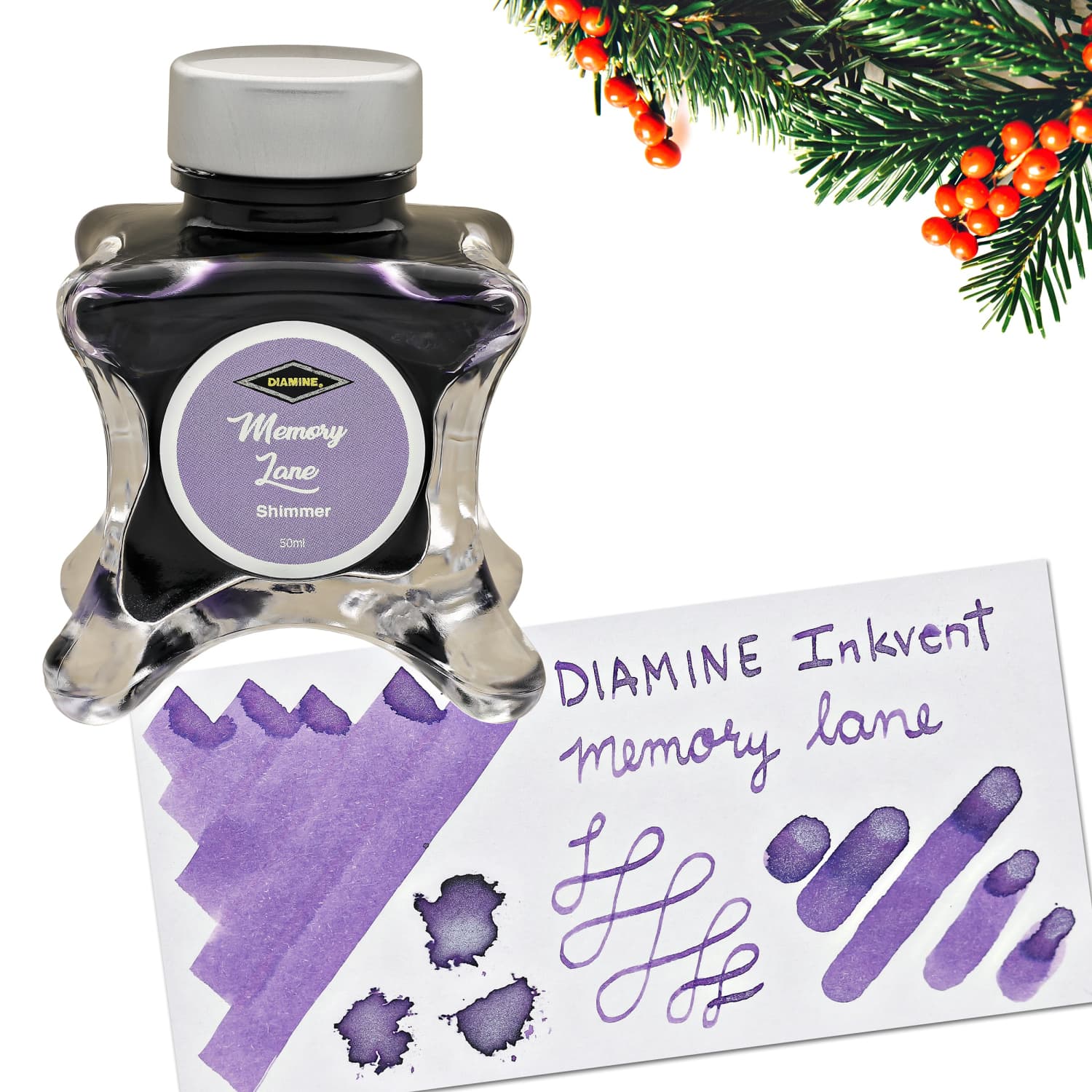 Premium Diamine Inkvent Green Edition Shimmer Bottled Ink - 50mL for Fountain Pens | Vibrant Green Shimmering Ink for Calligraphy, Journaling & Artistic Writing | Perfect for Holiday Cards, Gift Wrapping & Creative Projects