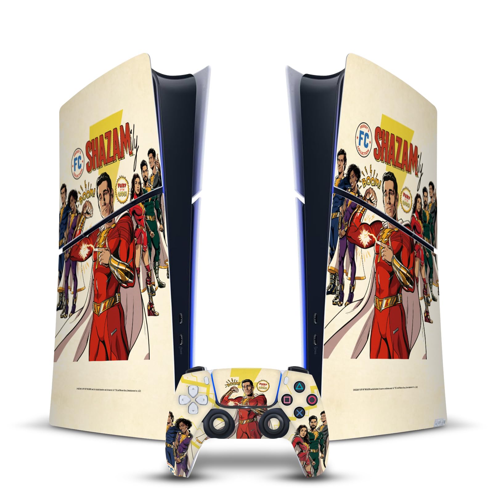 Official Shazam!: Fury Of The Gods Vinyl Skin Sticker for Sony PS5 Slim & Digital Edition Console & DualSense Controller - Premium Character Art Graphics - Perfect for Gaming Setup & Collectors
