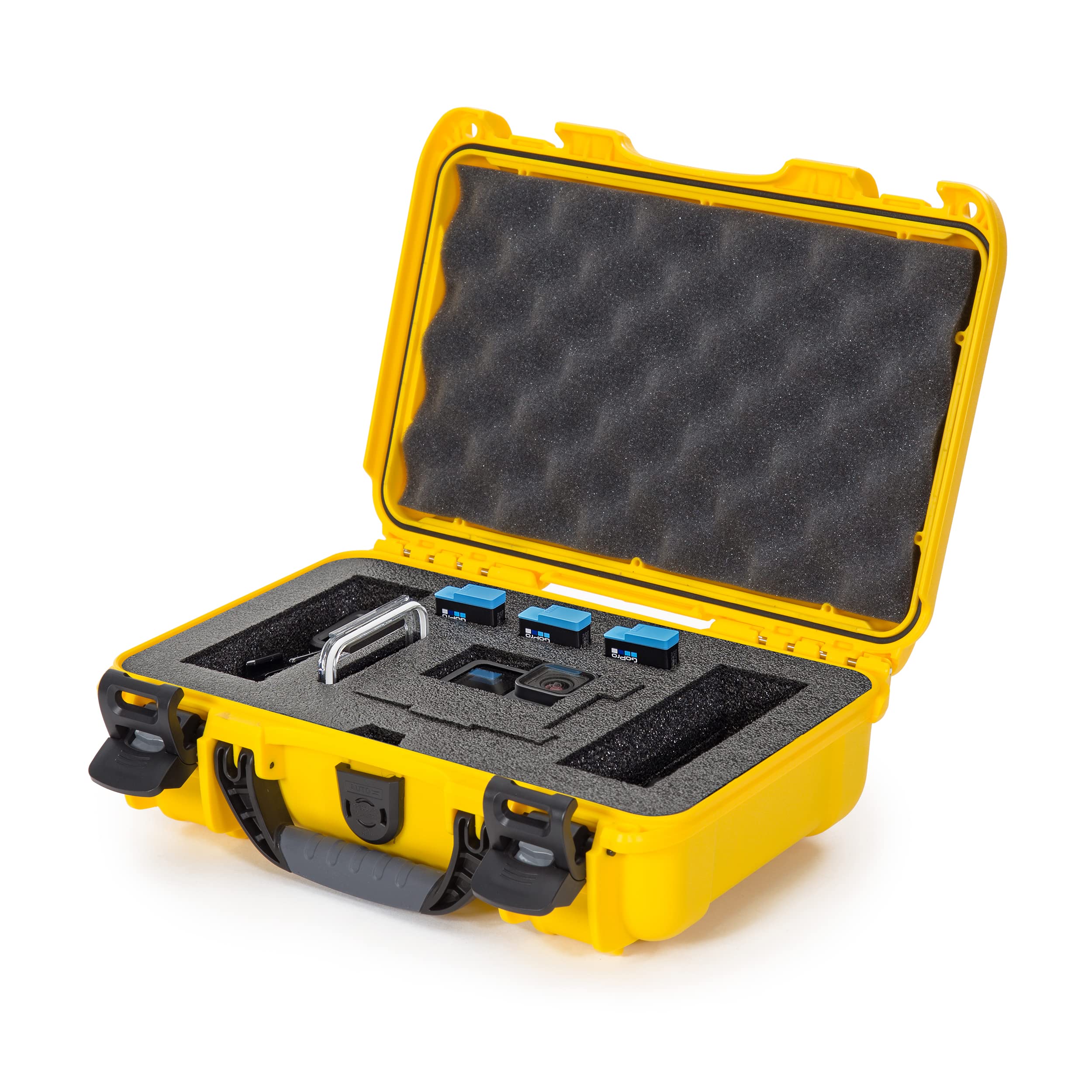 Nanuk 909 Waterproof Hard Case with Custom Foam Insert for GoPro Hero 9 & 10 - Protective Travel Storage for Cameras & Accessories (Yellow, 909-GOPH94) - Ideal for Outdoor Adventures, Travel & Equipment Protection
