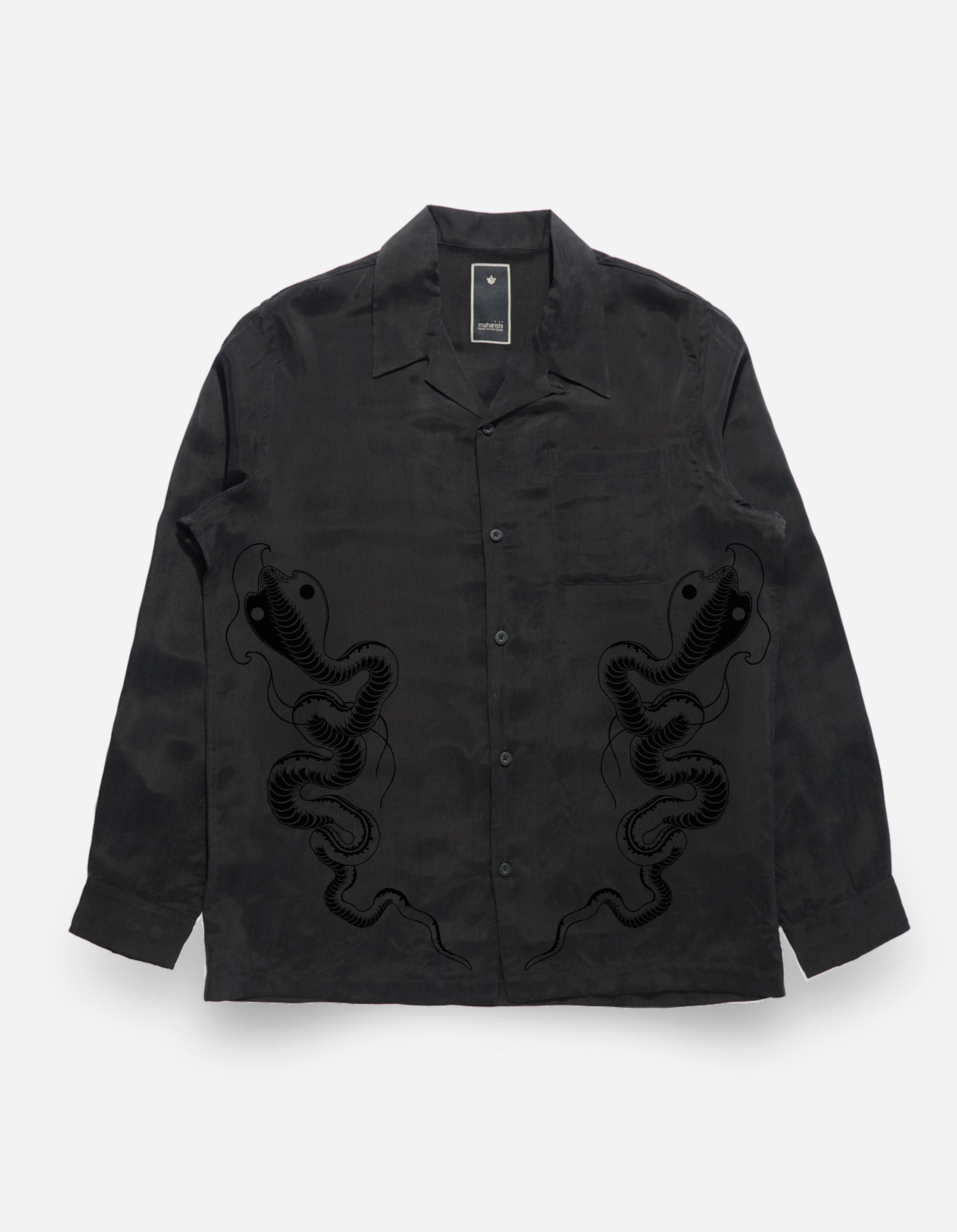 2025 Year of the Snake Cupro Shirt for Men - Black Asian Zodiac Fashion Top - Perfect for Lunar New Year Celebrations & Cultural Events