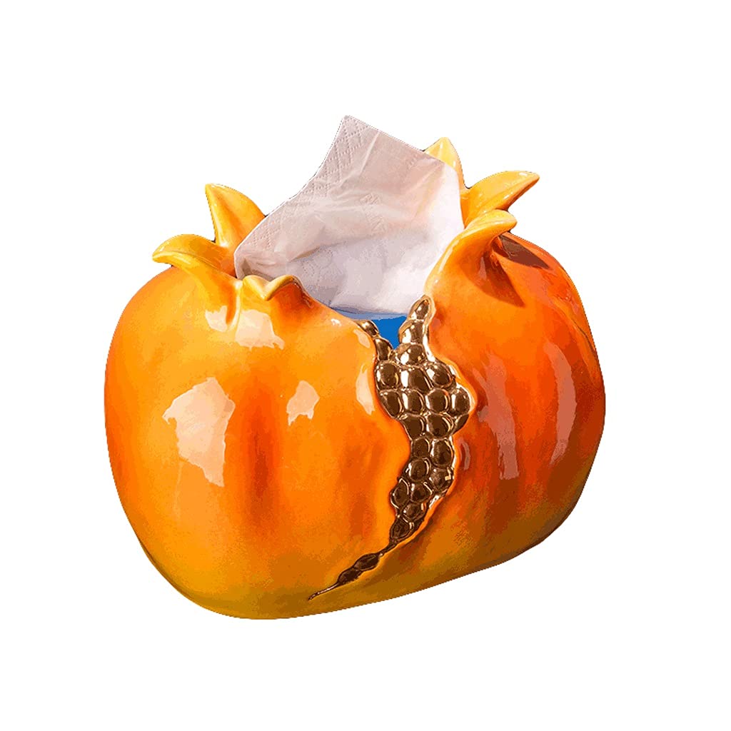 ZANZAN Ceramic Pomegranate Tissue Box Holder - Stylish Napkin Organizer for Bathroom, Kitchen & Living Room - Decorative Pumping Paper Tissue Dispenser for Home Decor