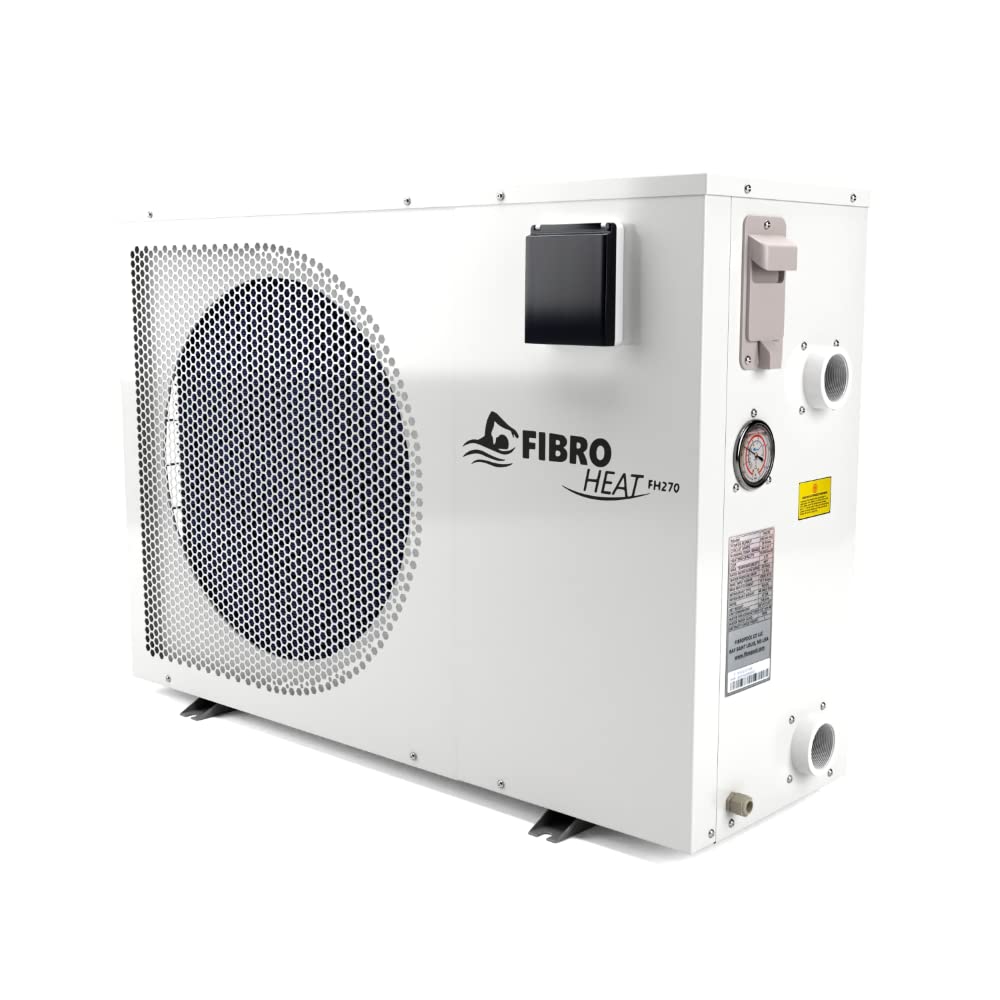 FibroPool FH270 70,000 BTU High Efficiency Electric Swimming Pool Heat Pump - For Above Ground & Inground Pools, Spas - All-Electric Heater (No Gas/Propane Needed) - Perfect for Year-Round Swimming & Hot Tub Heating