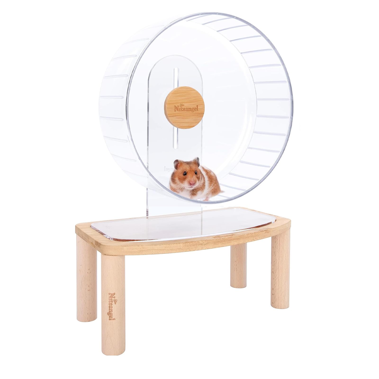 Niteangel 10-Inch Super-Silent Hamster Exercise Wheel with Platform - Quiet Spinner Running Wheel for Hamsters, Gerbils & Mice - Adjustable Stand for Small Pets - Perfect for Nighttime Play & Cage Enrichment