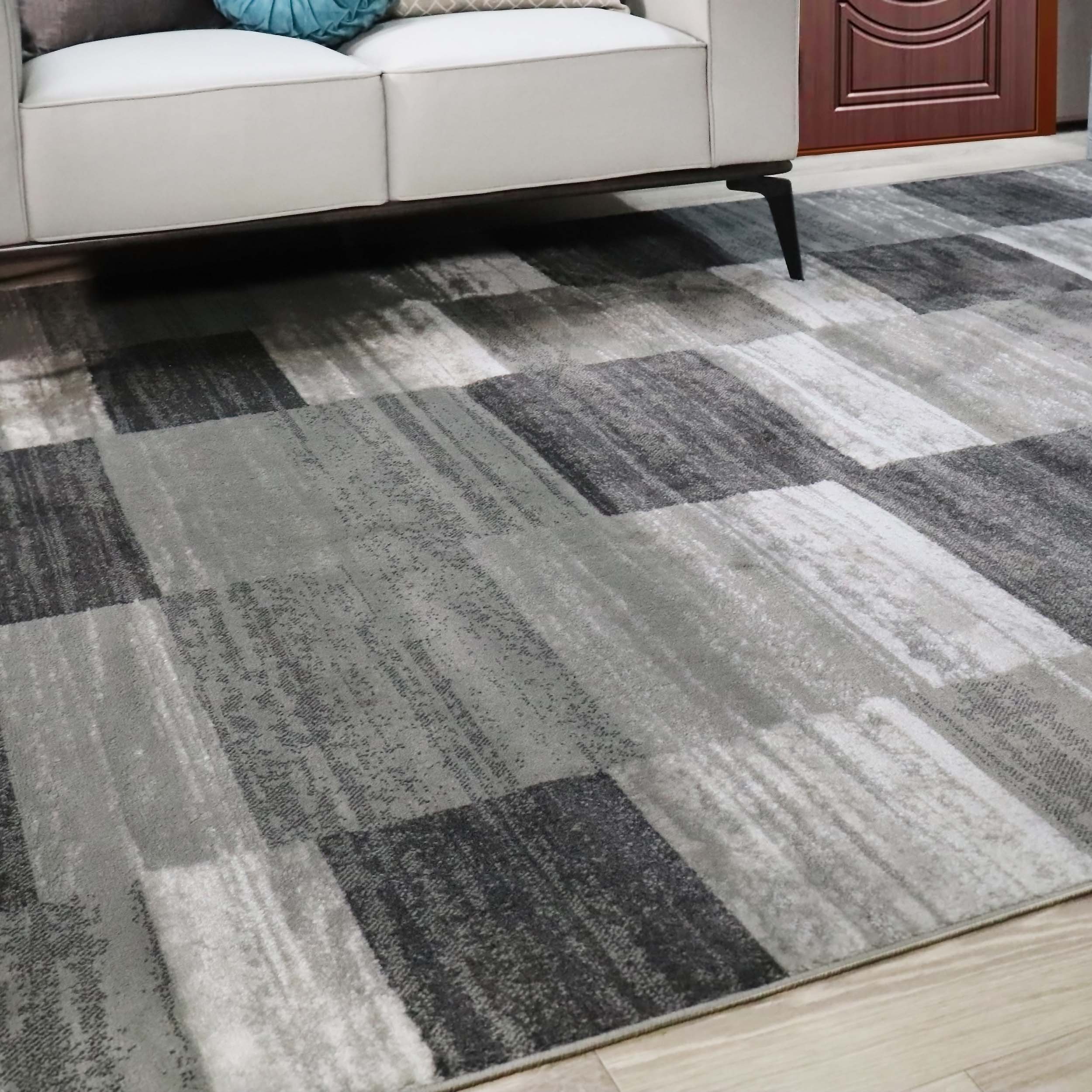 Blairwood Modern Geometric Patchwork Indoor Area Rug - Non-Slip Soft Living Room Carpet, Bedroom Runner Rug for Home Decor