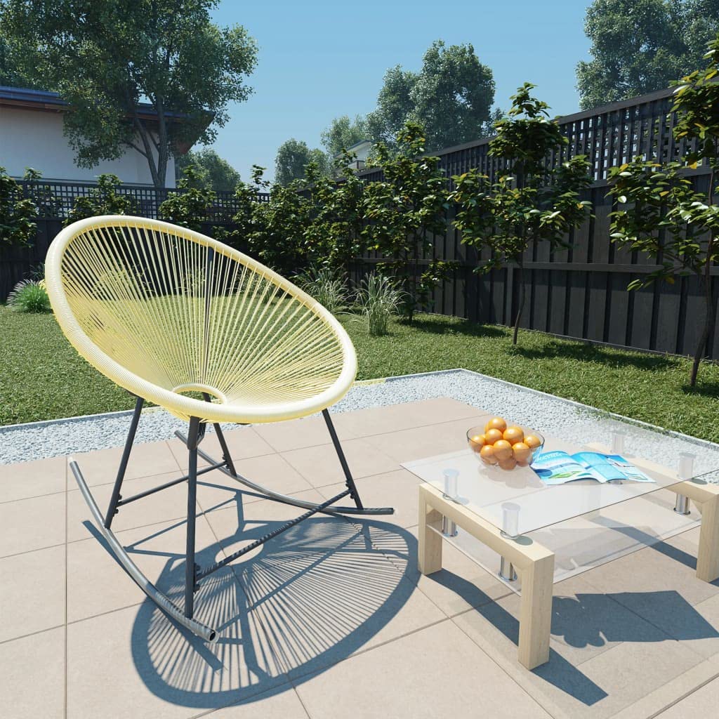 Acapulco Rocking Chair - Outdoor Lounge Chair with Steel Frame & Poly Rattan - Beige Patio Swings for Garden, Porch, Balcony, Backyard & Terrace - Perfect for Relaxing, Sunbathing & Outdoor Entertaining