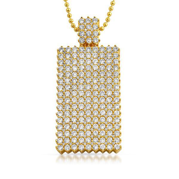 18K Gold Iced Out Chunky Dog Tag Pendant Necklace for Men - Hip Hop Bling Jewelry Gift for Birthday, Anniversary & Special Occasions