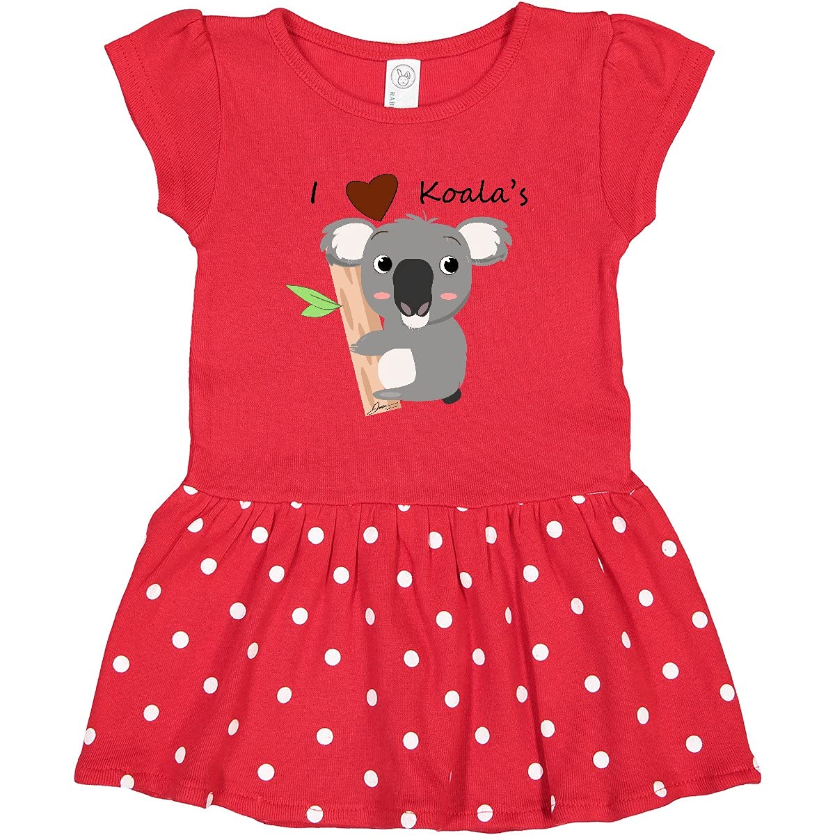Inktastic I Heart Koalas Toddler Dress - Cute Koala Print Baby Girl Outfit for Casual Wear & Playdates