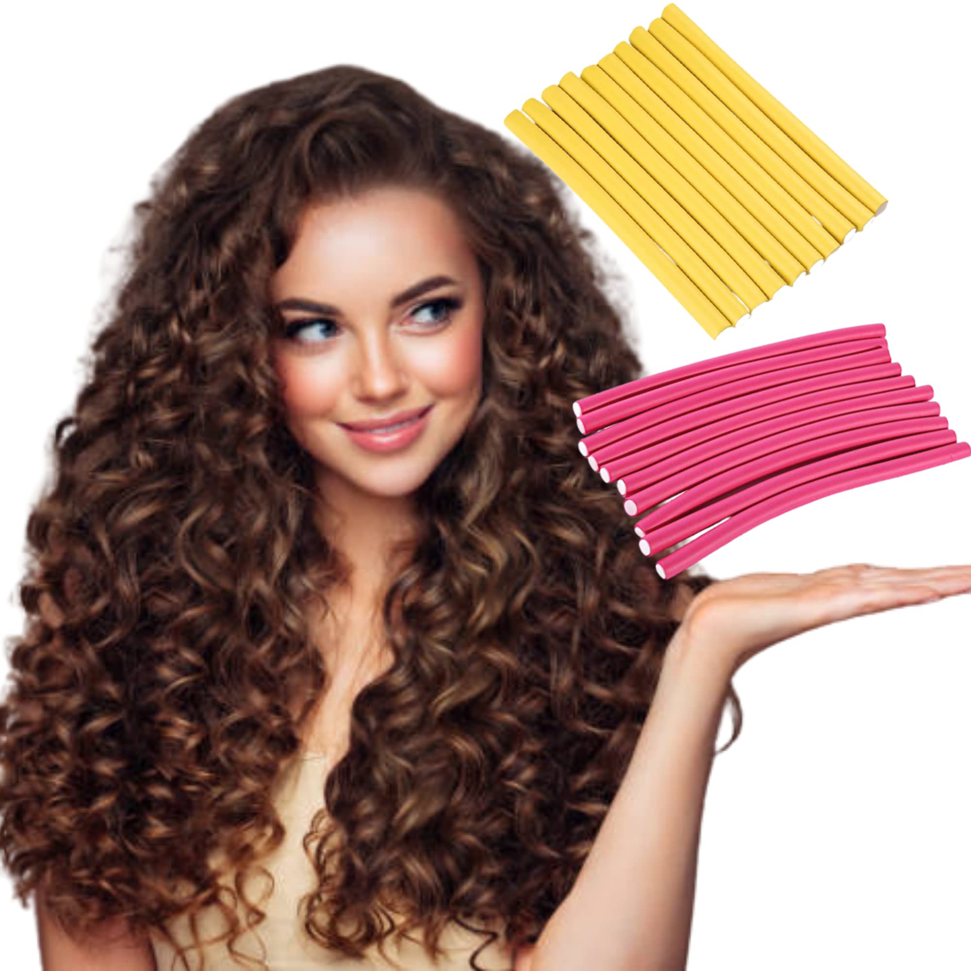 20PCS Heatless Hair Curling Flexi Rods - Soft Twist Foam Rollers for Natural Curls & Waves - No Heat Magic Hair Styling Tools (10 Large + 10 Medium) - Perfect for Overnight Curls, Beach Waves & Salon-Quality Hairstyles at Home