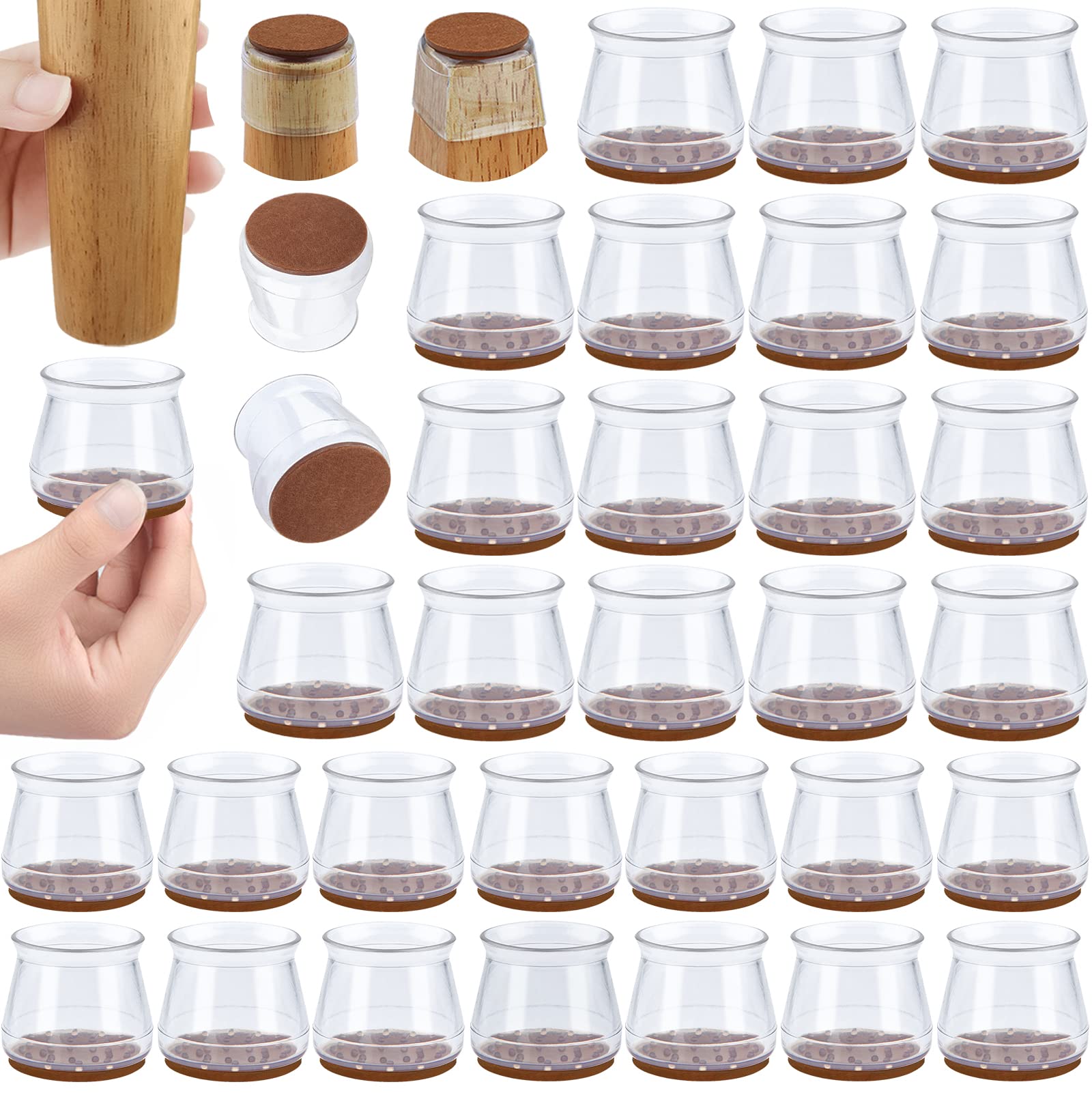 32 Pcs Silicone Chair Leg Floor Protectors - Non-Slip Furniture Leg Caps for Hardwood & Tile Floors - Reduce Noise & Scratches - Perfect for Dining Chairs, Office Chairs & Home Furniture Protection
