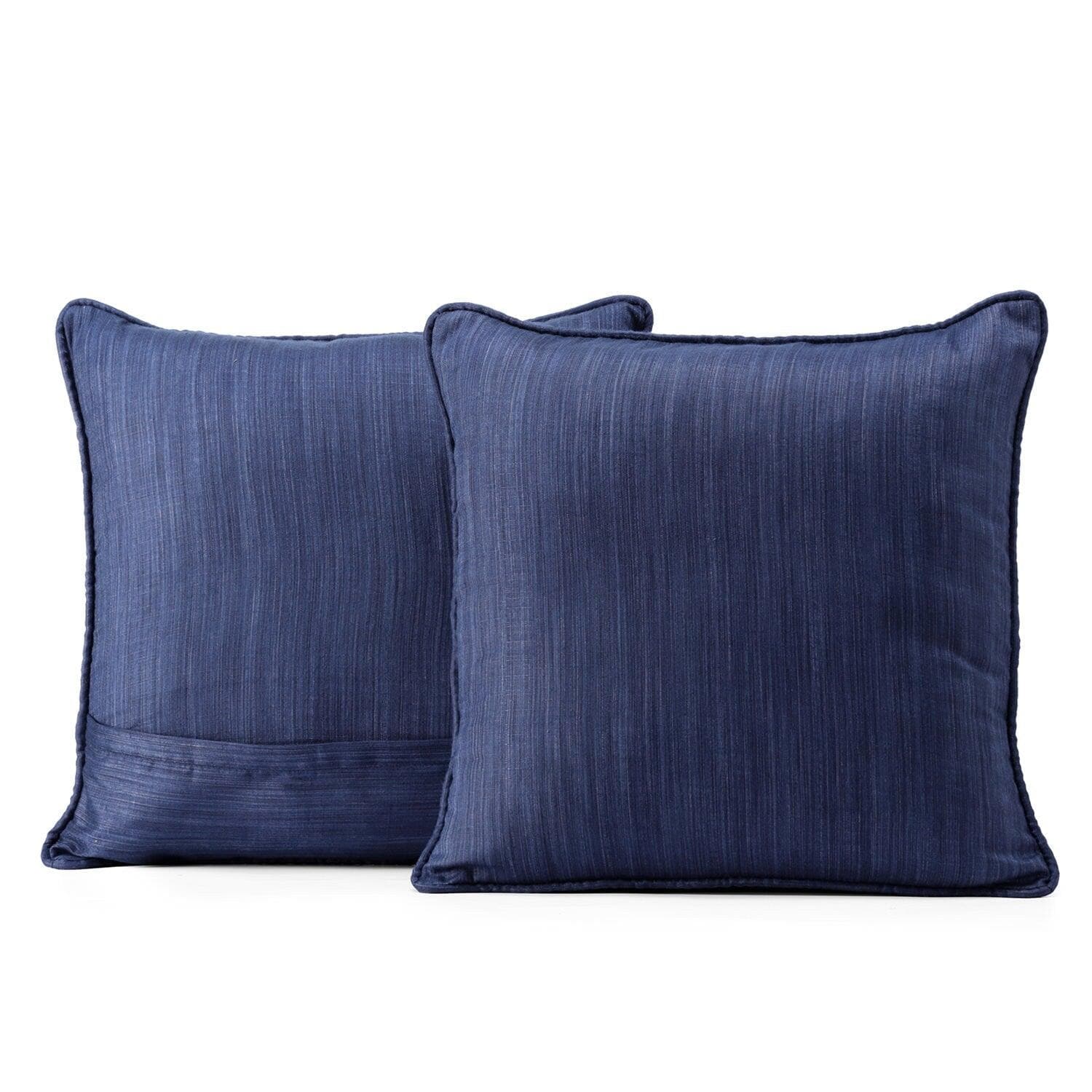 Prussian Blue Designer Shantung Faux Silk Cushion Covers (Set of 2) - Luxury Decorative Pillow Cases for Sofa, Bed & Home Decor