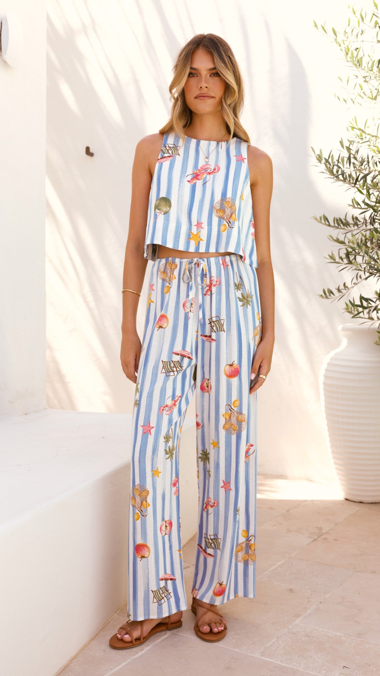 Alejandro Striped Sailor Print Pants - Stylish Nautical Trousers for Men & Women | Perfect for Beach Outings, Summer Vacations & Casual Wear