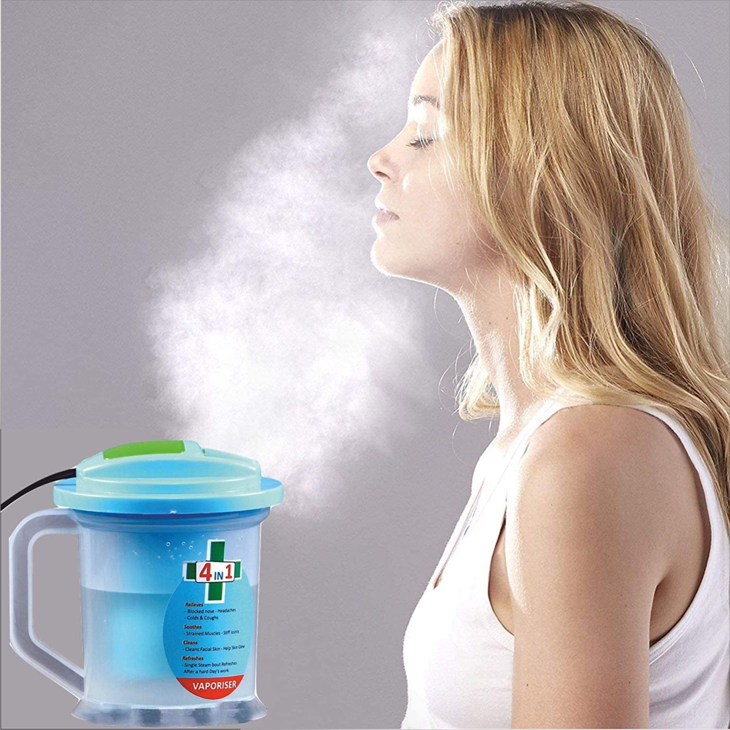 COSKIRA Mini Electric Face and Nose Steamer - Portable Facial Vaporizer for Cold, Cough & Sinus Relief - Home Spa & Travel Use