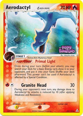 Aerodactyl (35/110) Delta Species Stamped Pokemon Card - EX Holon Phantoms Rare Collectible for Trading & Battles