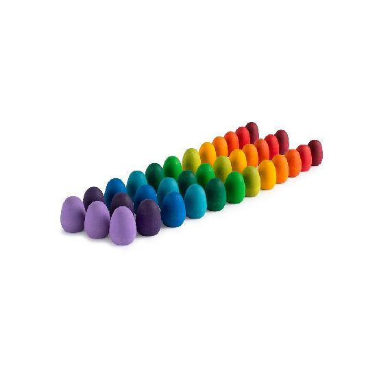 Grapat 36-Piece Wooden Mandala Rainbow Eggs - Montessori Sensory Toys for Kids, Open-Ended Play & Early Learning Activities