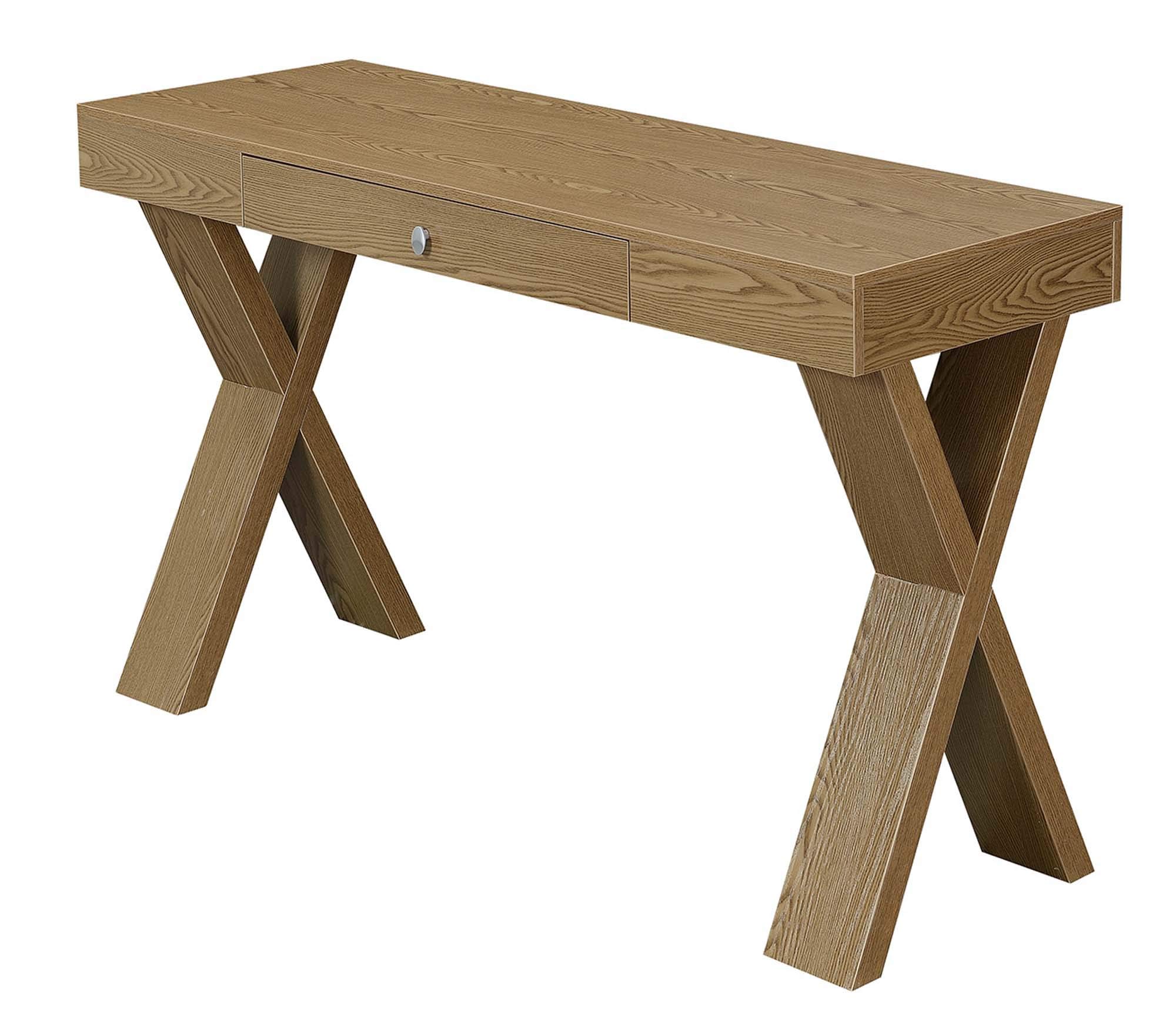Convenience Concepts Newport Desk with Drawer - Driftwood Finish Writing Desk for Home Office, Study & Small Spaces - Compact Computer Desk with Storage Shelf