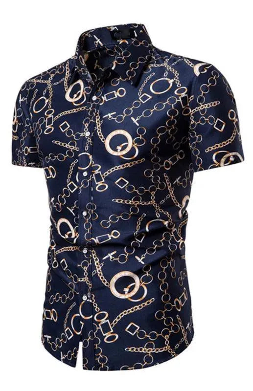 Men's Summer Short Sleeve Printed Casual Shirt - Lightweight Breathable Fabric for Outdoor Activities & Beach Vacations