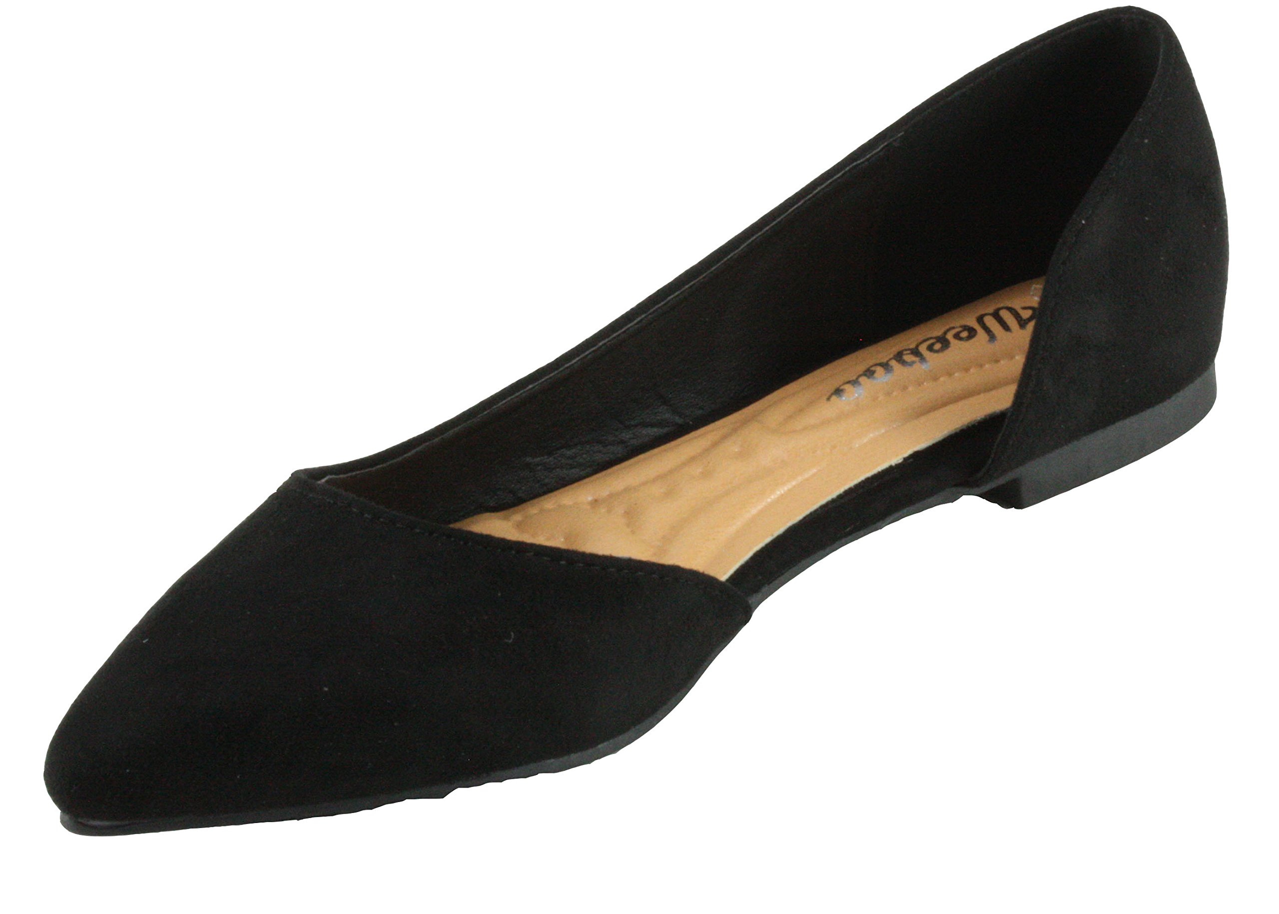 Weeboo Women's Doris-27 Faux Suede Pointed Toe D'Orsay Flats - Comfortable Office & Casual Shoes for Work, Date Night & Everyday Wear