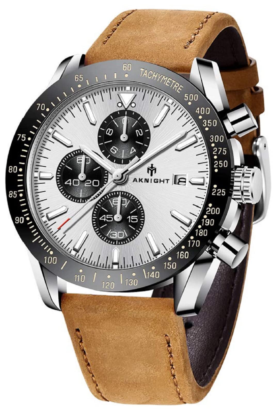 BENYAR AKNIGHT 45mm Men's Analog Quartz Chronograph Watch - Waterproof, Luminous Hands, Calendar - Business, Work, Sport & Casual Fashion Watch for Men | Perfect for Office, Gym, Outdoor Activities & Daily Wear