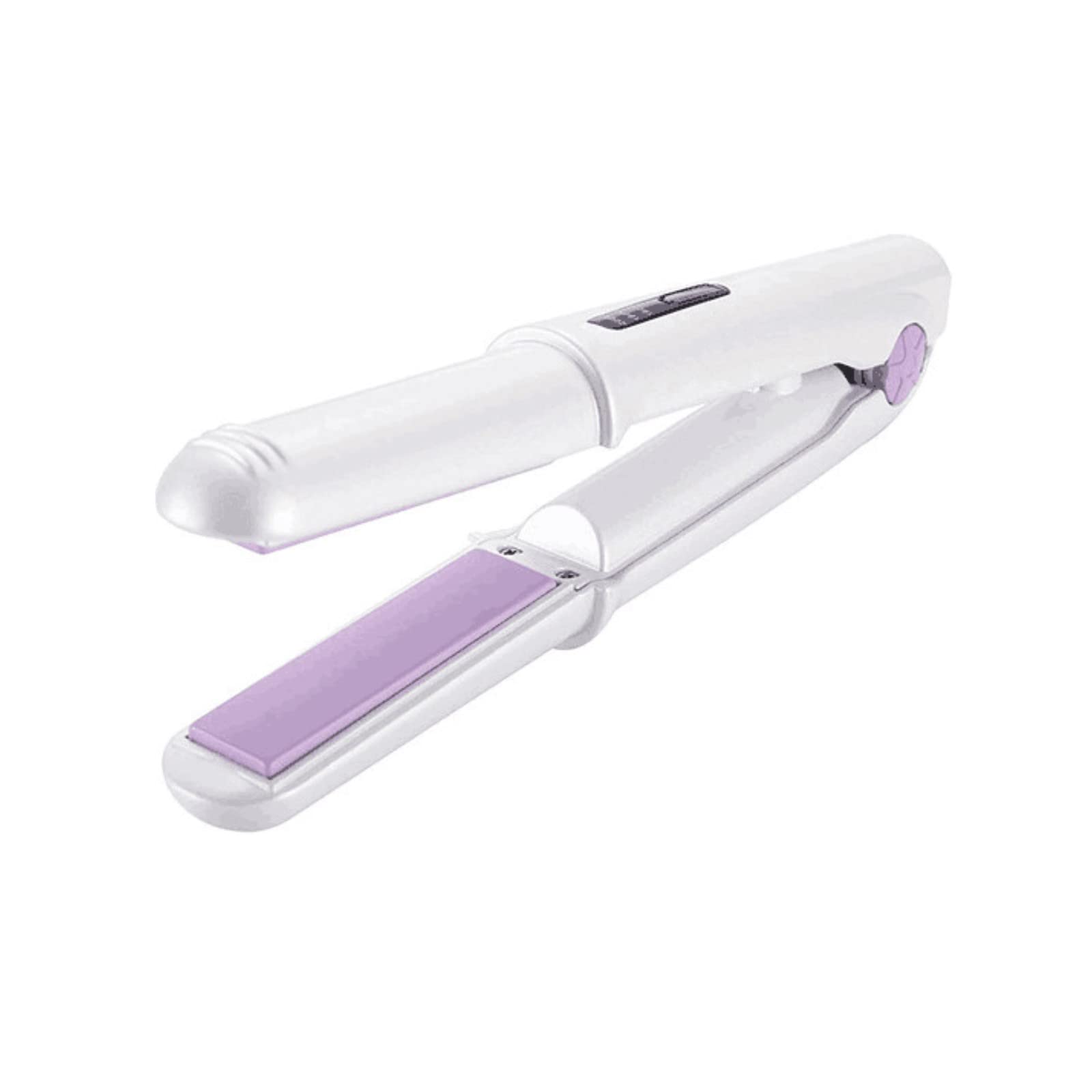 Lightweight Travel Hair Straightener - Compact & Portable Flat Iron for Easy Packing | Perfect for On-The-Go Styling, Vacation & Business Trips (White & Purple)