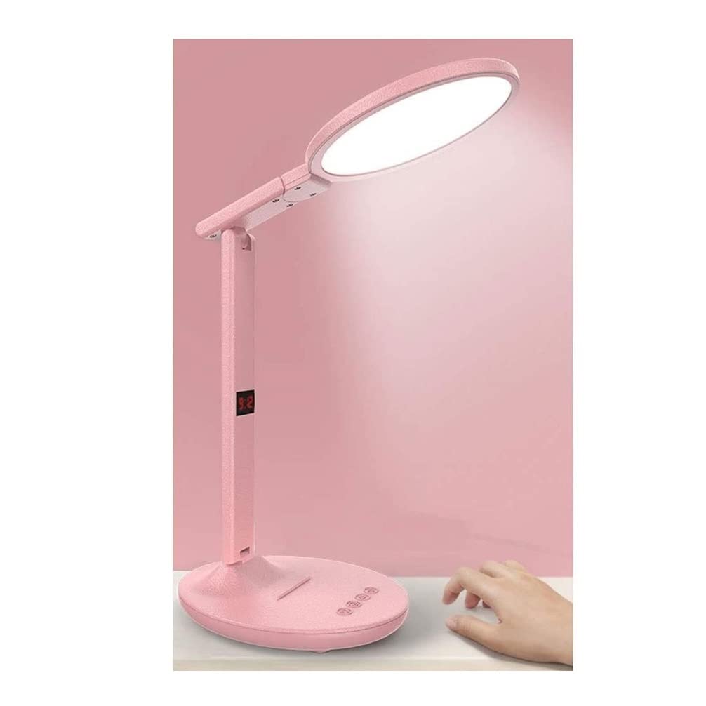 Adjustable Gooseneck LED Desk Lamp with Dimmable Touch Control & USB Charging Port - 5 Brightness Levels for Office, Study, Bedroom Night Light (Pink) - Perfect for Reading, Working & Home Decor