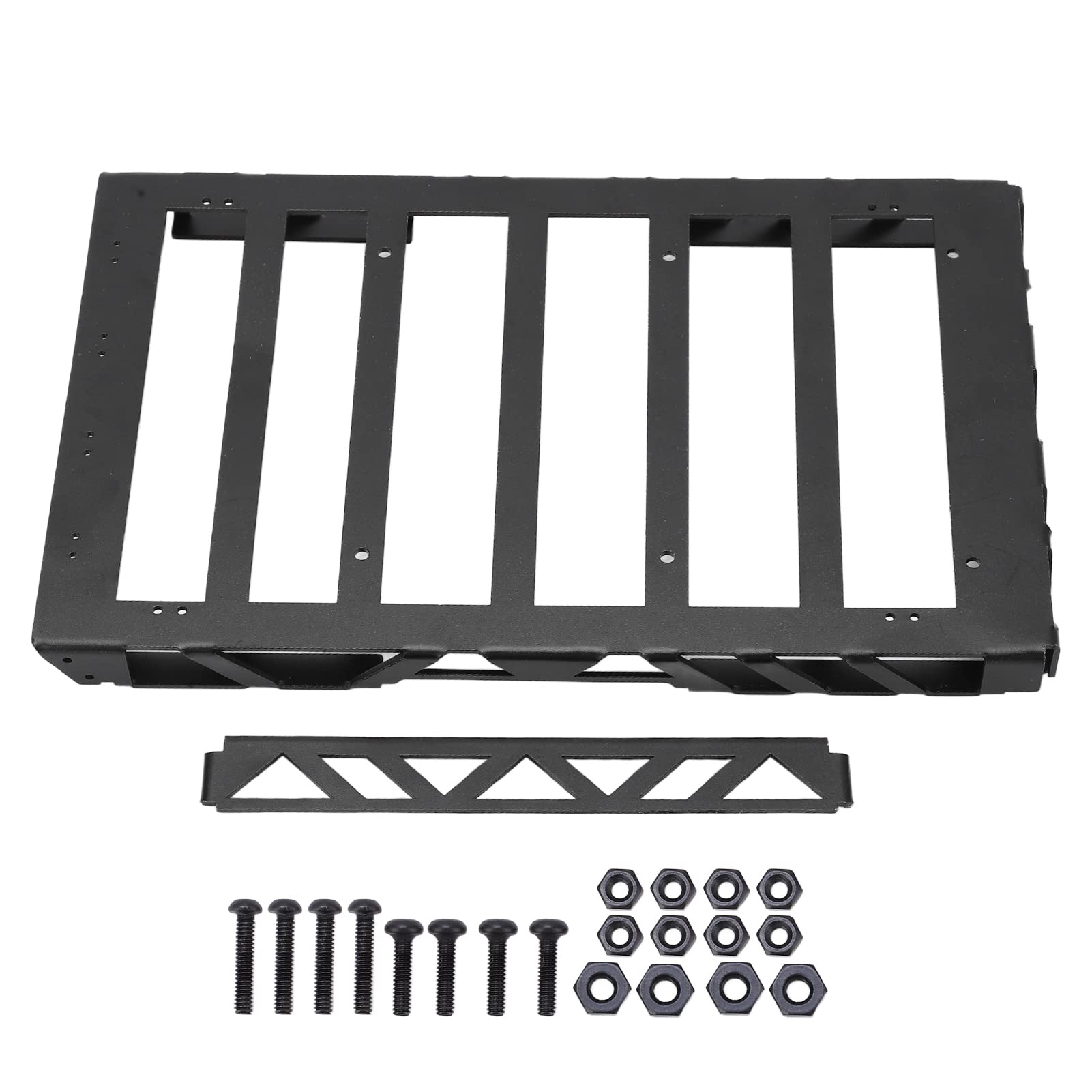 SPYMINNPOO 1/10 Scale Universal Metal RC Car Roof Luggage Rack - Black Heavy Duty Remote Control Crawler Accessory for Off-Road Adventures & Camping Gear Transport